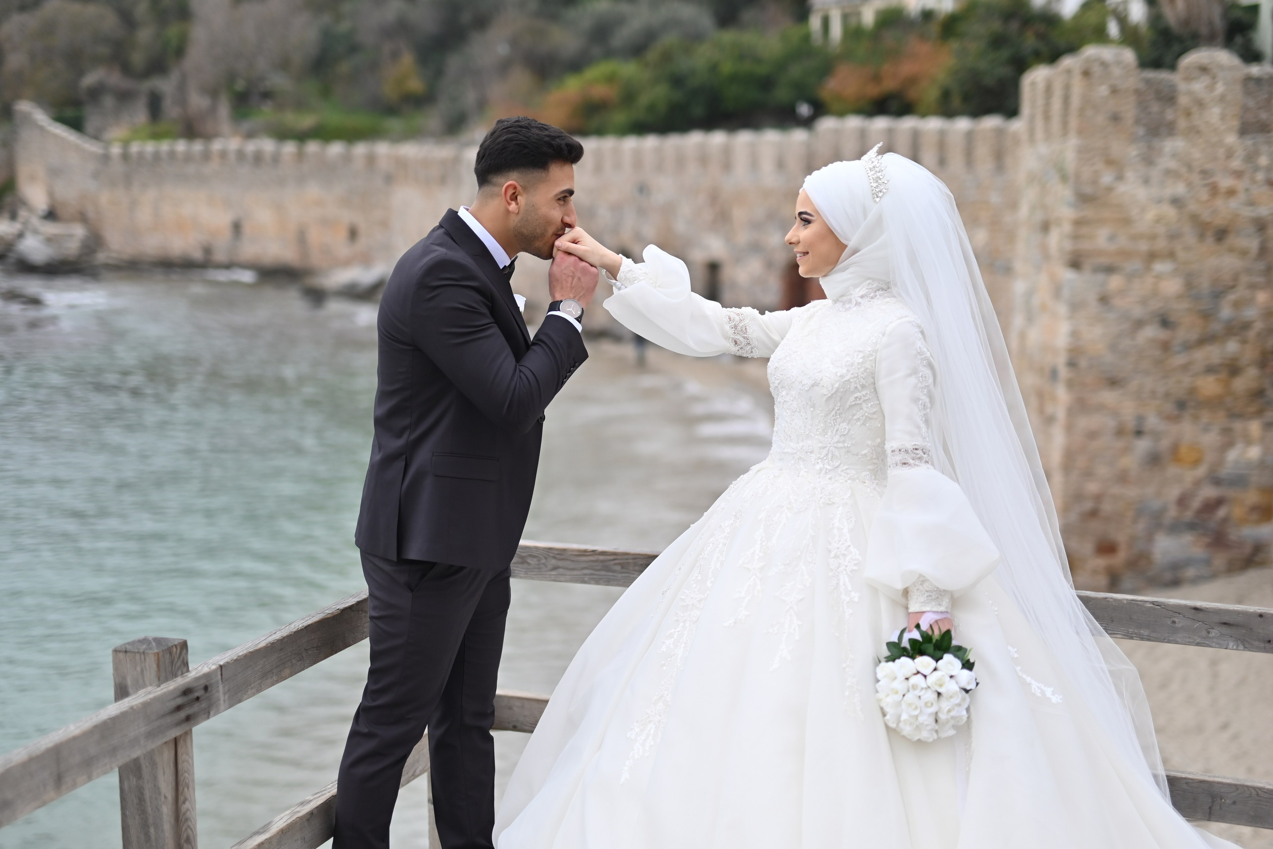 Свадебная съемка в порту и у крепости в Аланье. Photographer in Alanya, Side, Manavgat. Türkiye