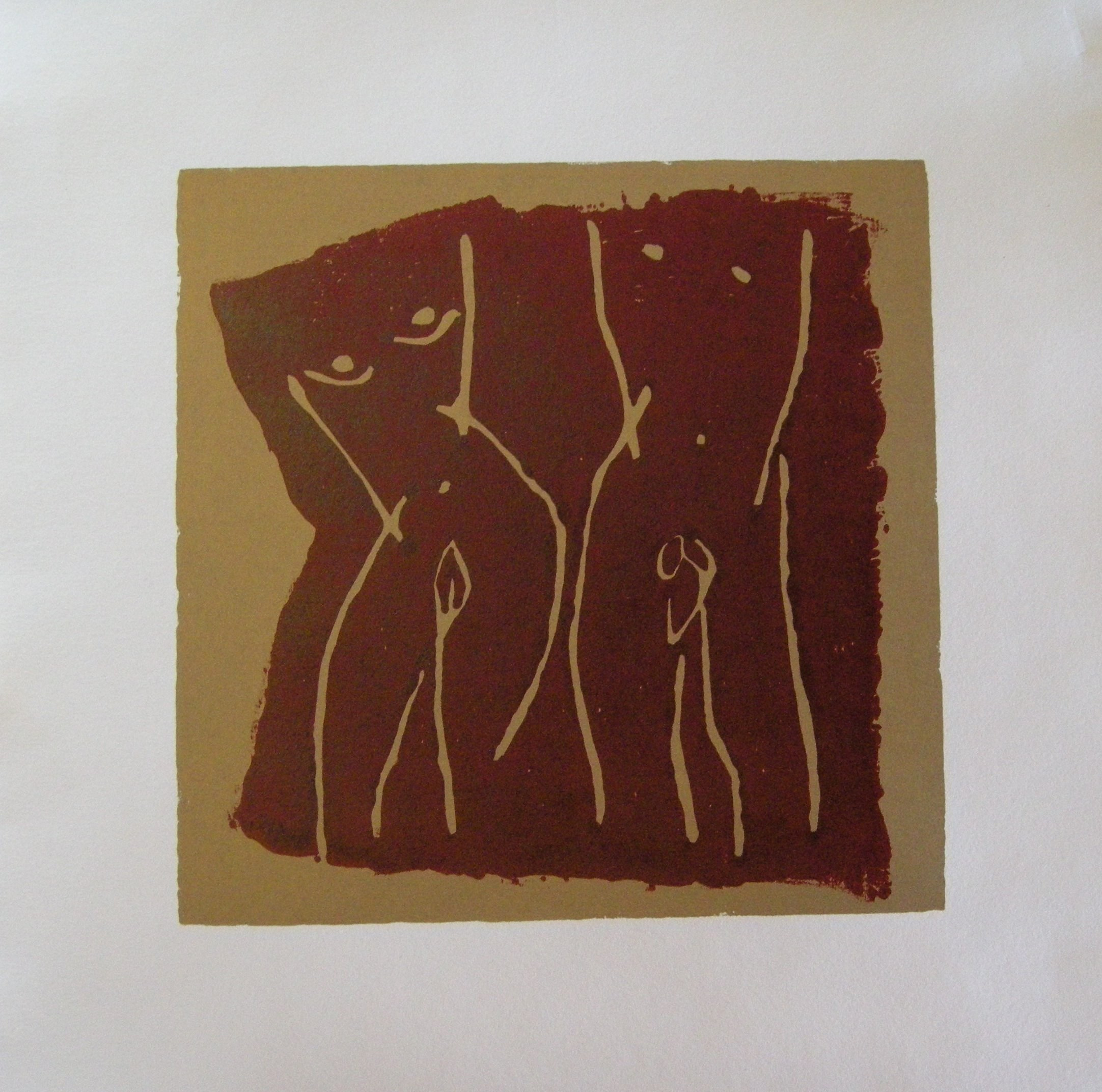 Akt rot-gold 2025 - 20x20 auf Papier 30x30