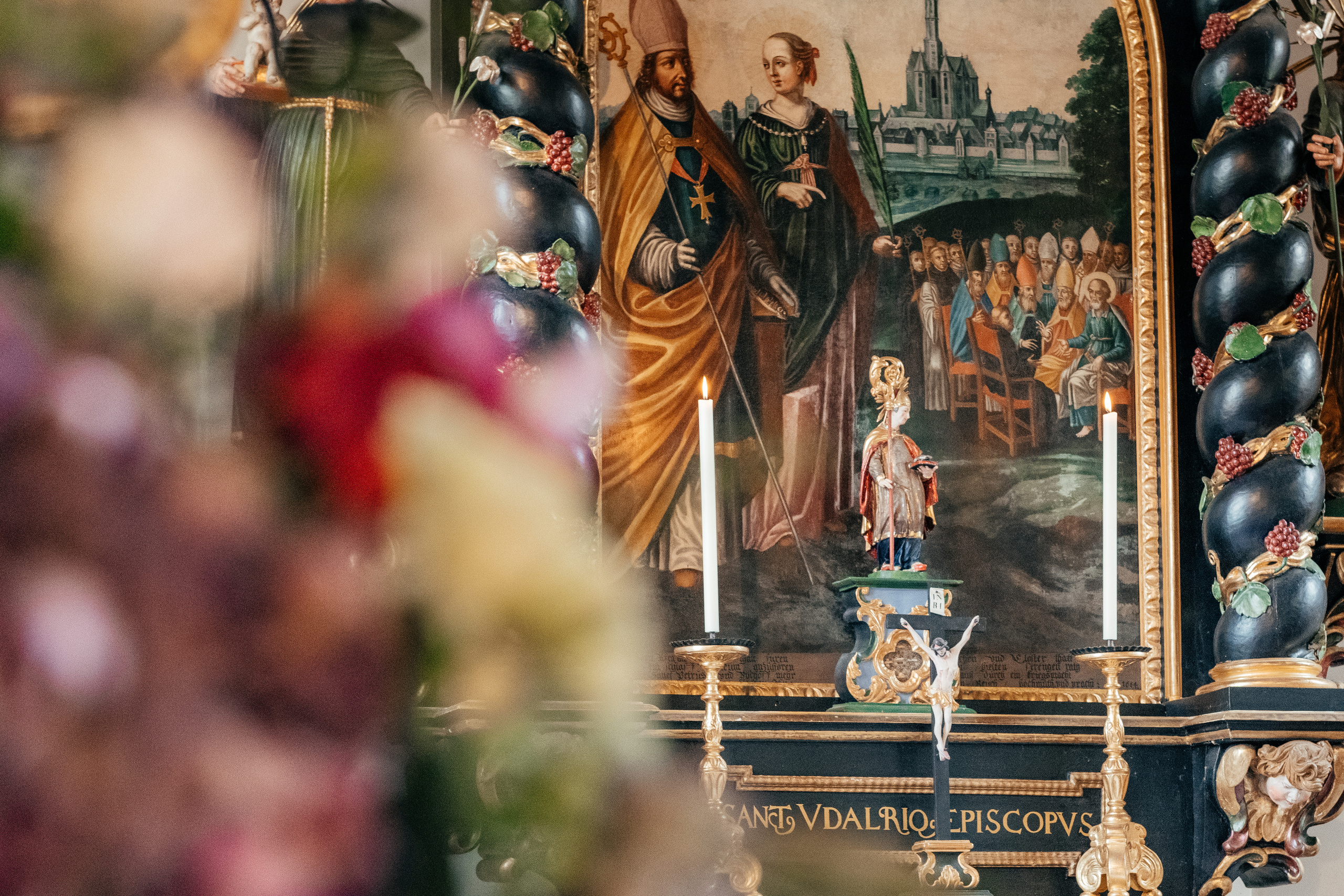 A beautiful interior in an old church in Switzerland