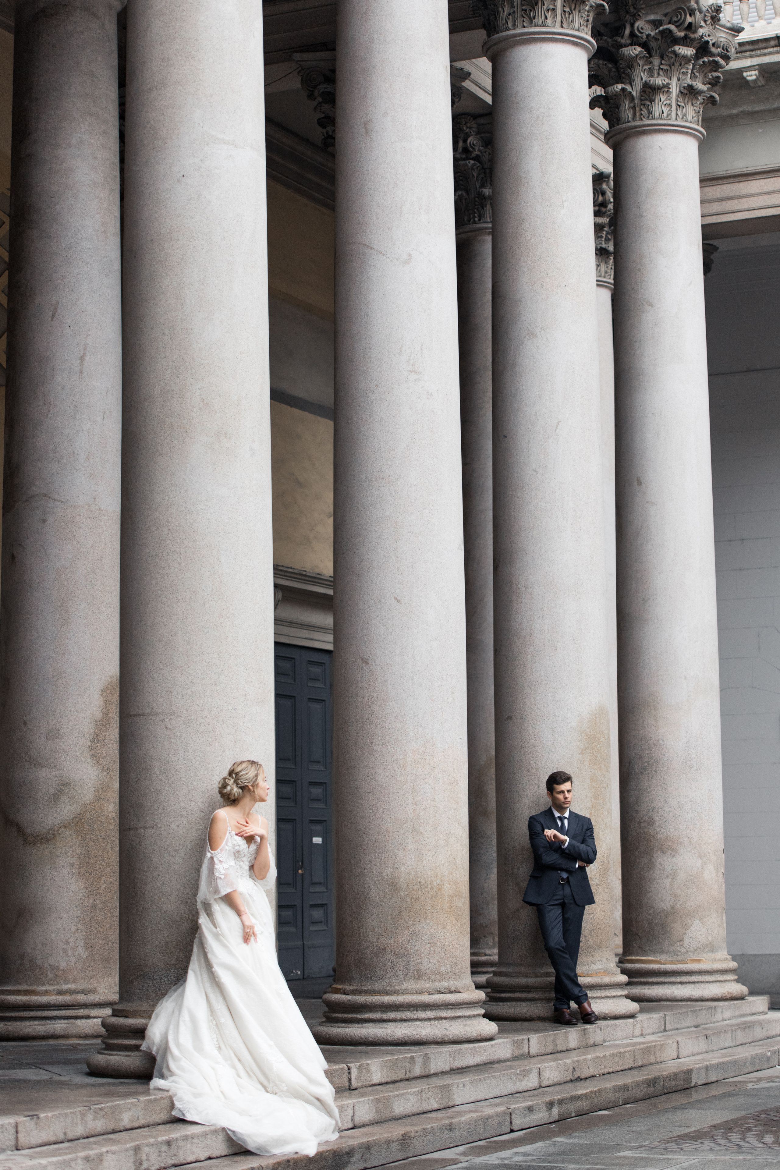 A beautiful wedding couple in Milan, Italy