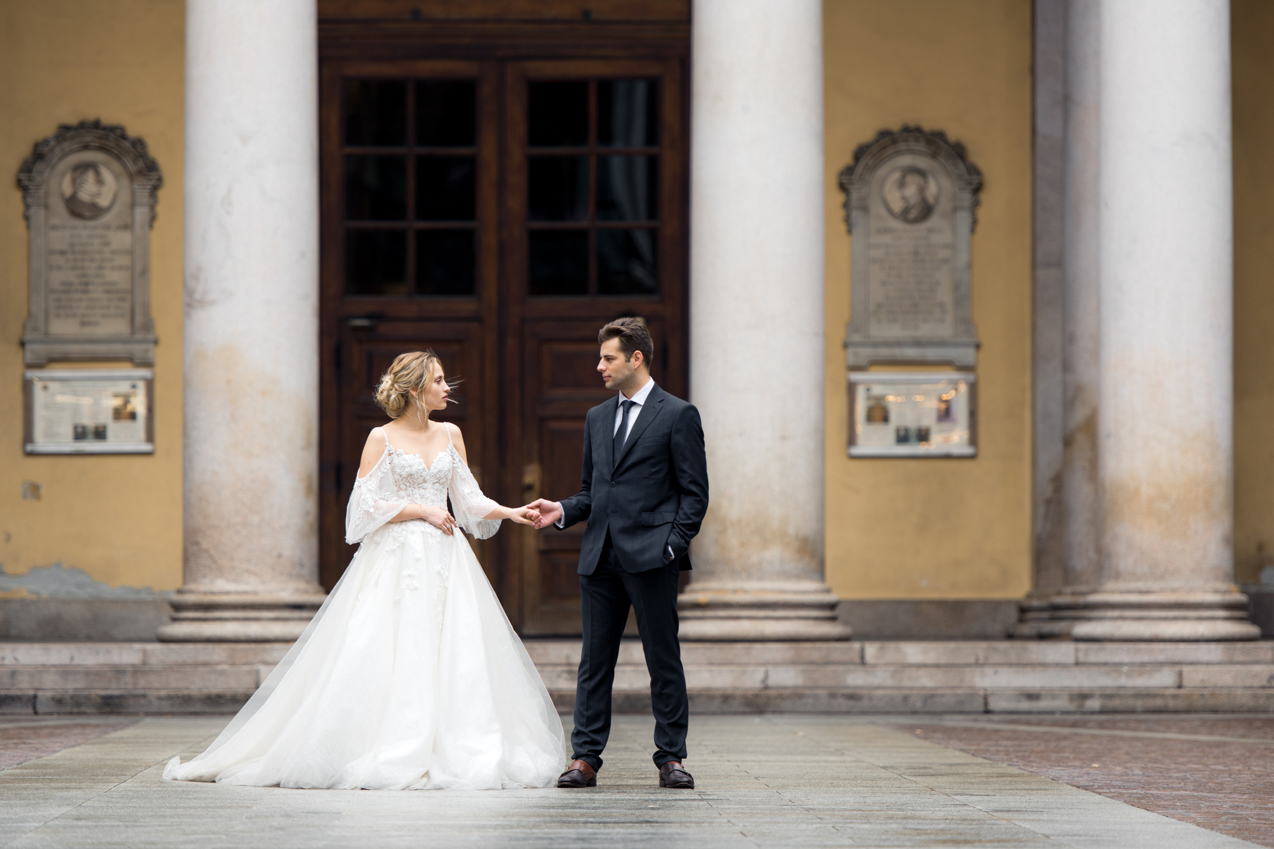 A beautiful wedding couple in Milan, Italy