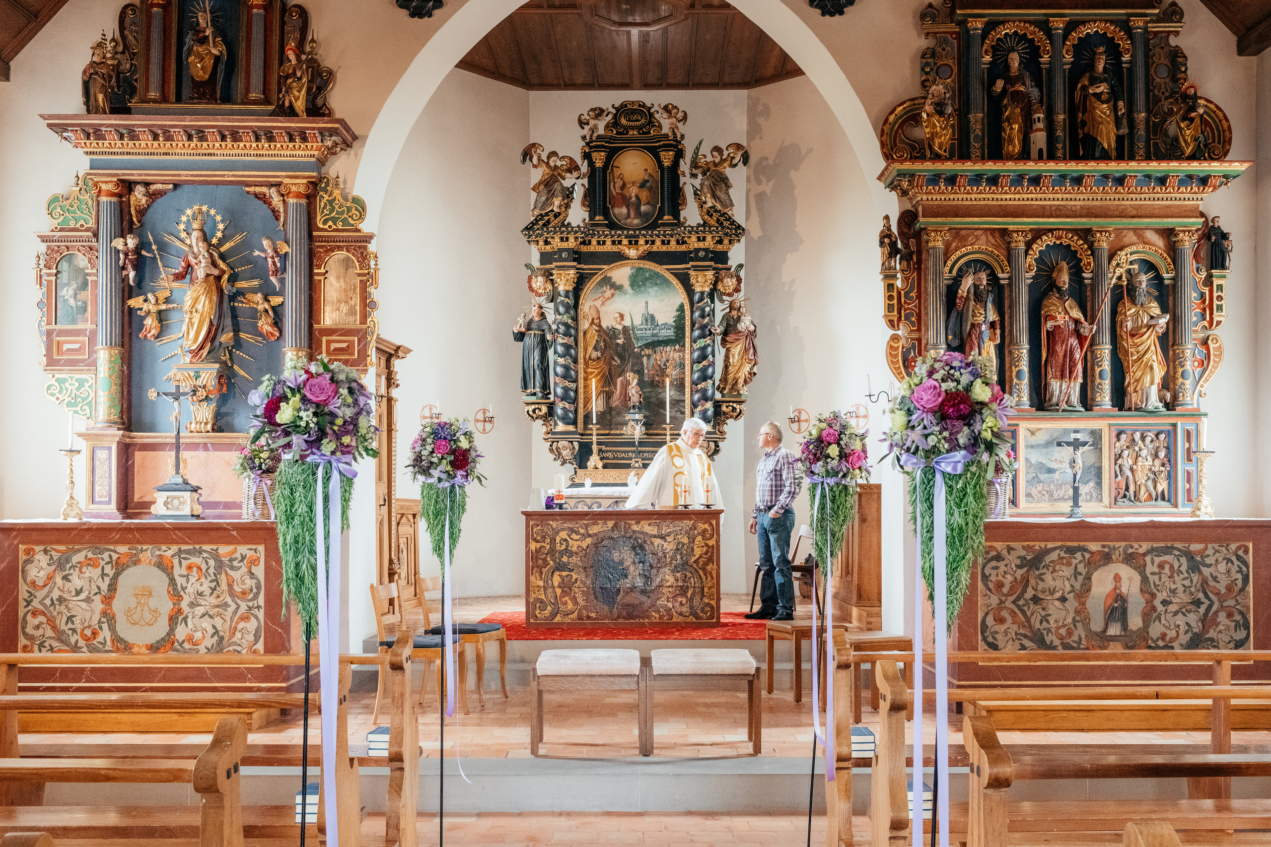 A beautiful interior in an old church in Switzerland