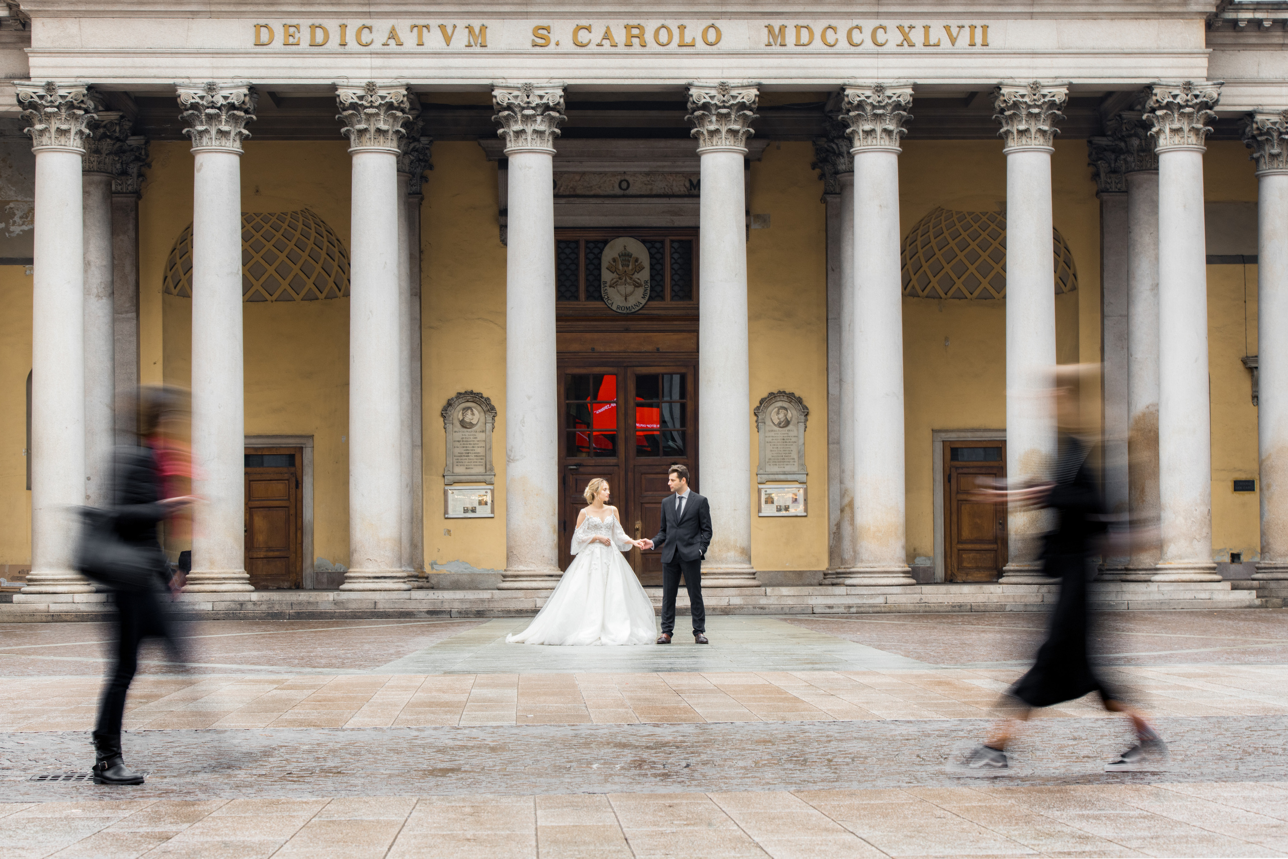 A beautiful wedding couple in Milan, Italy