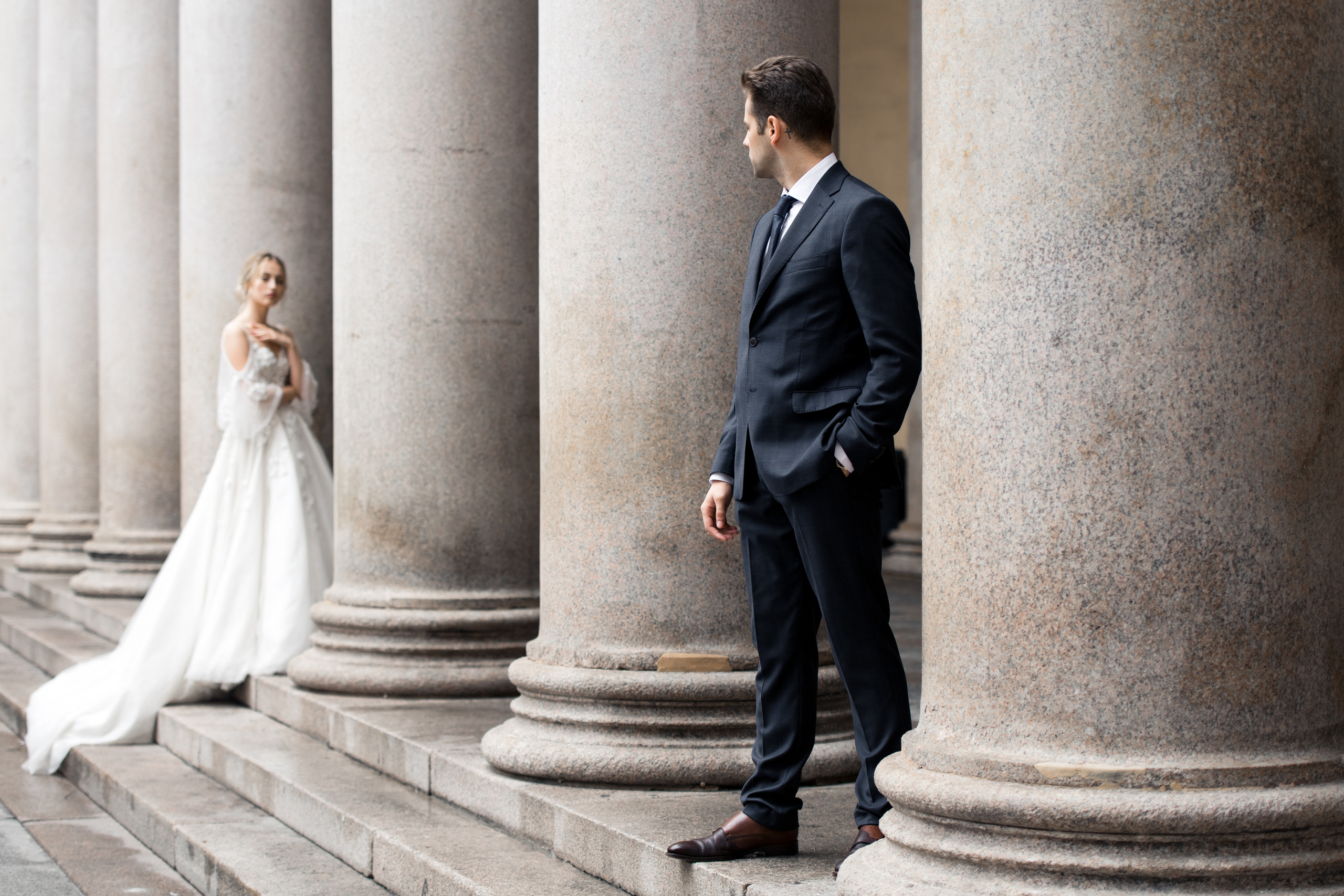 A beautiful wedding couple in Milan, Italy