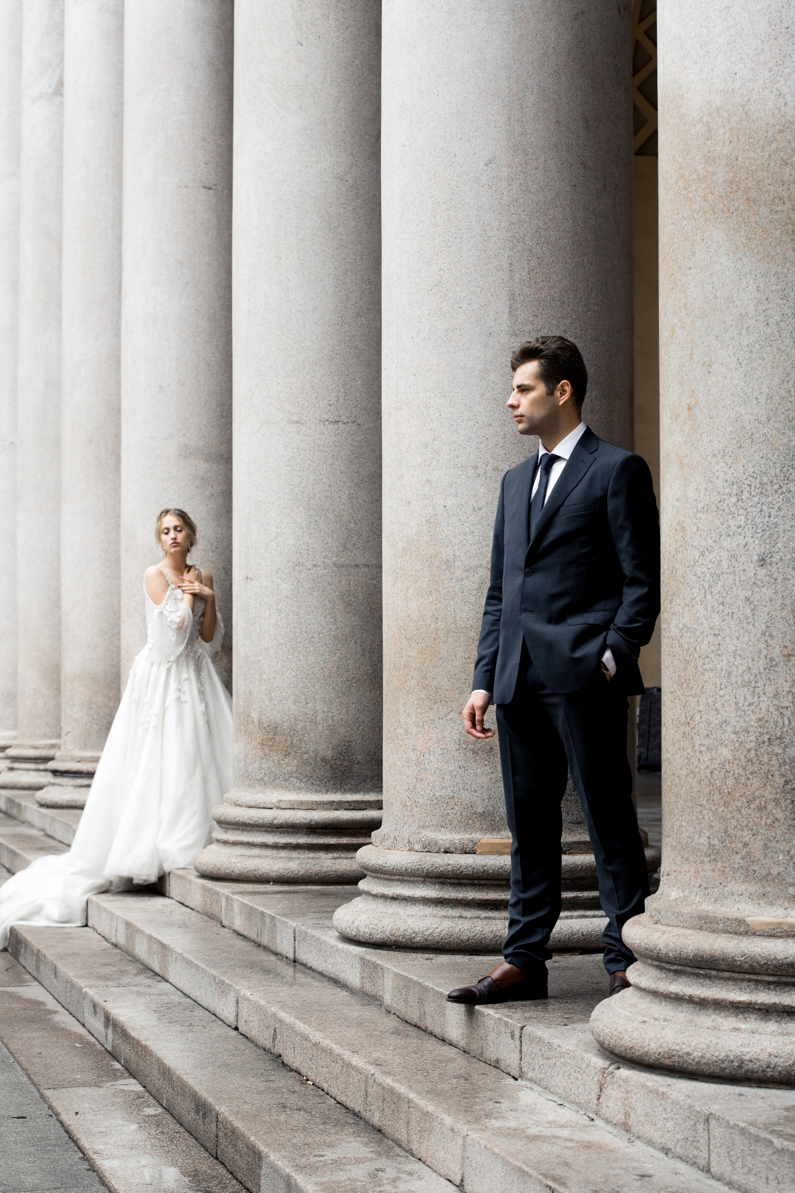 A beautiful wedding couple in Milan, Italy