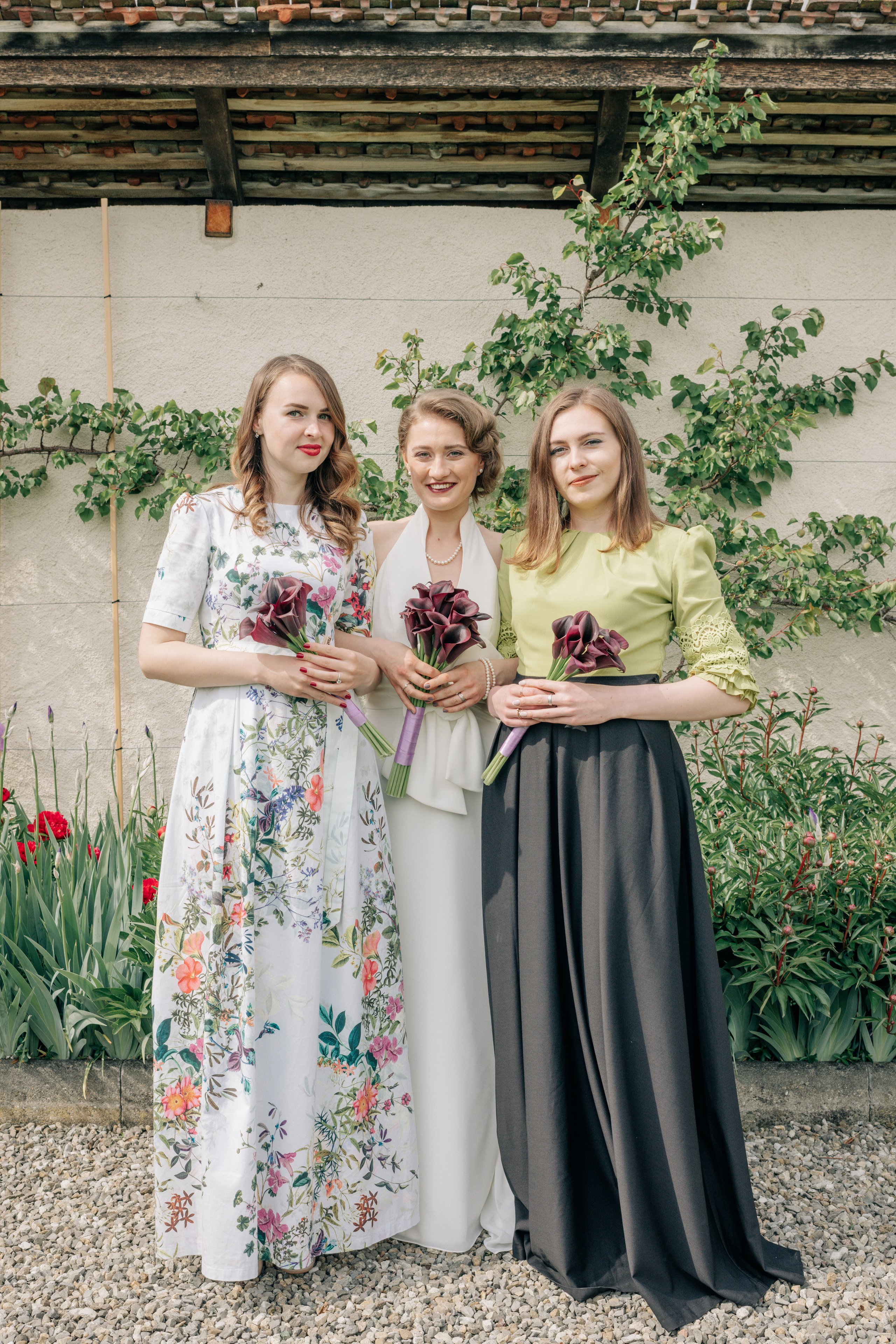 Bride's friends in beautiful dresses