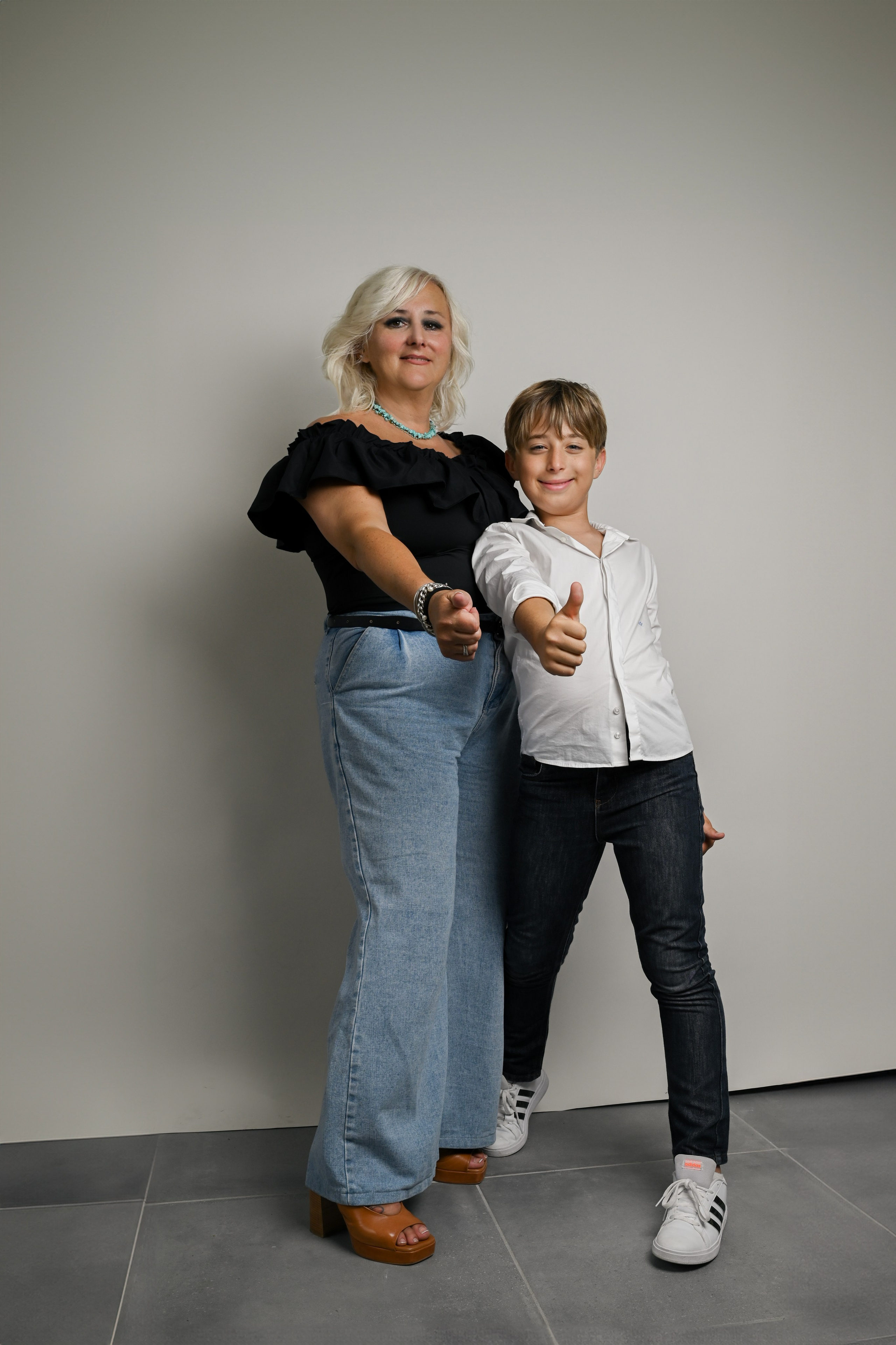 Photo Shooting in studio mother with son