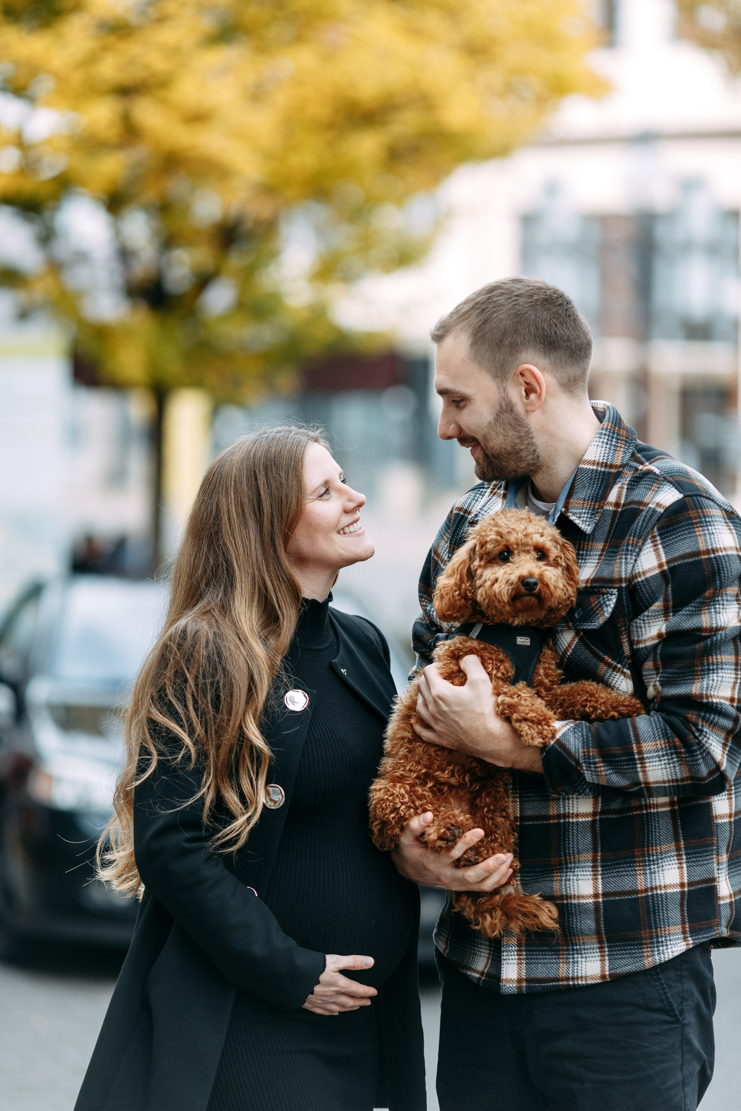 Babybauch-Shooting in Münsingen mit Hund 🐾. Professionele fotografin in Münsingen Olesia Wegele