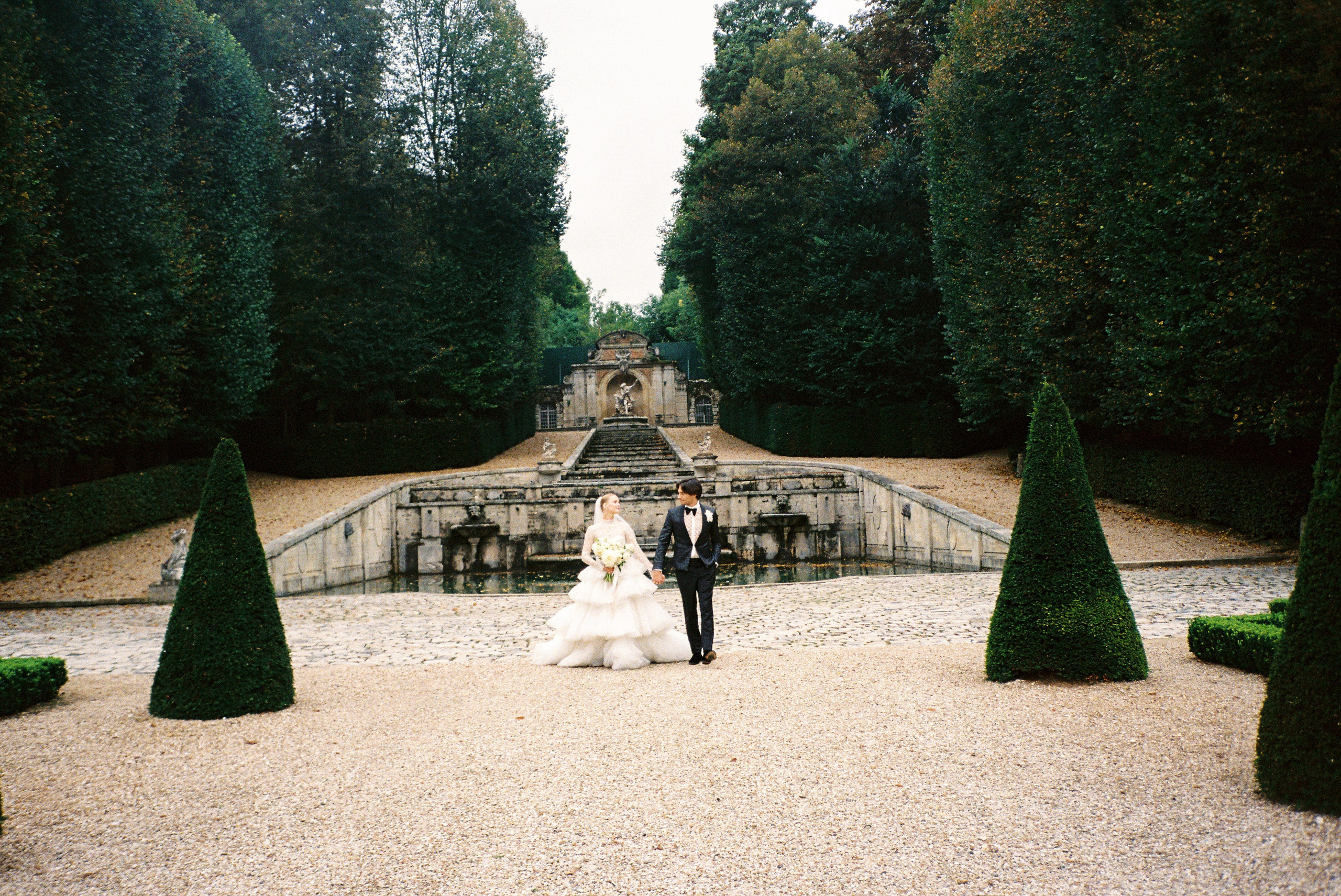 A luxury wedding at Chateau de Villette, just 40 minutes from Paris, captured entirely on film photography