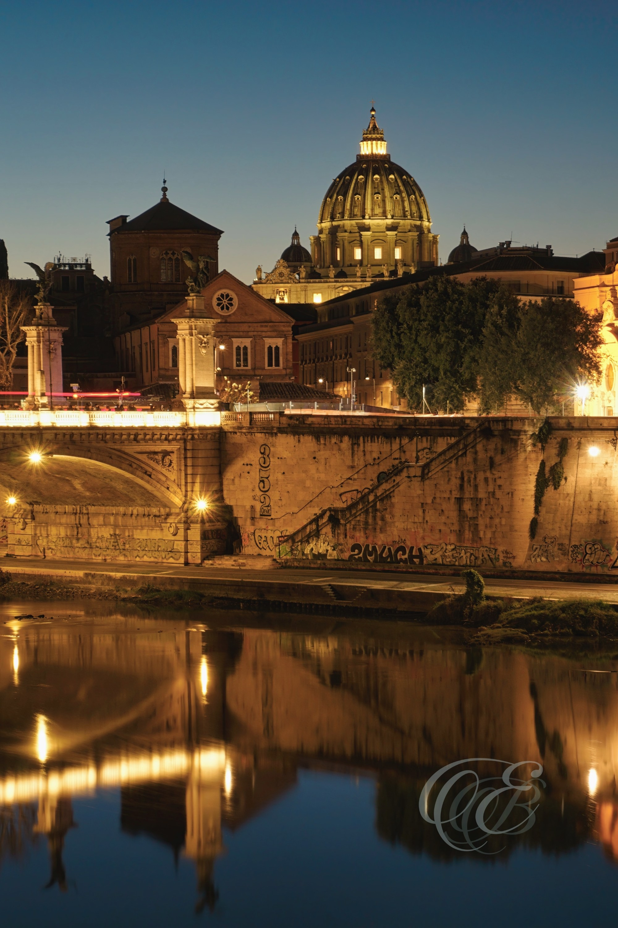 Rome Italy - Sunset overlooking Ponte Vittorio Emanuele II - Eduardo Bartoli Fine Art Photography - Sunset at Ponte Vittorio Emanuele II in Rome, Italy – fine art photography by Eduardo Bartoli.