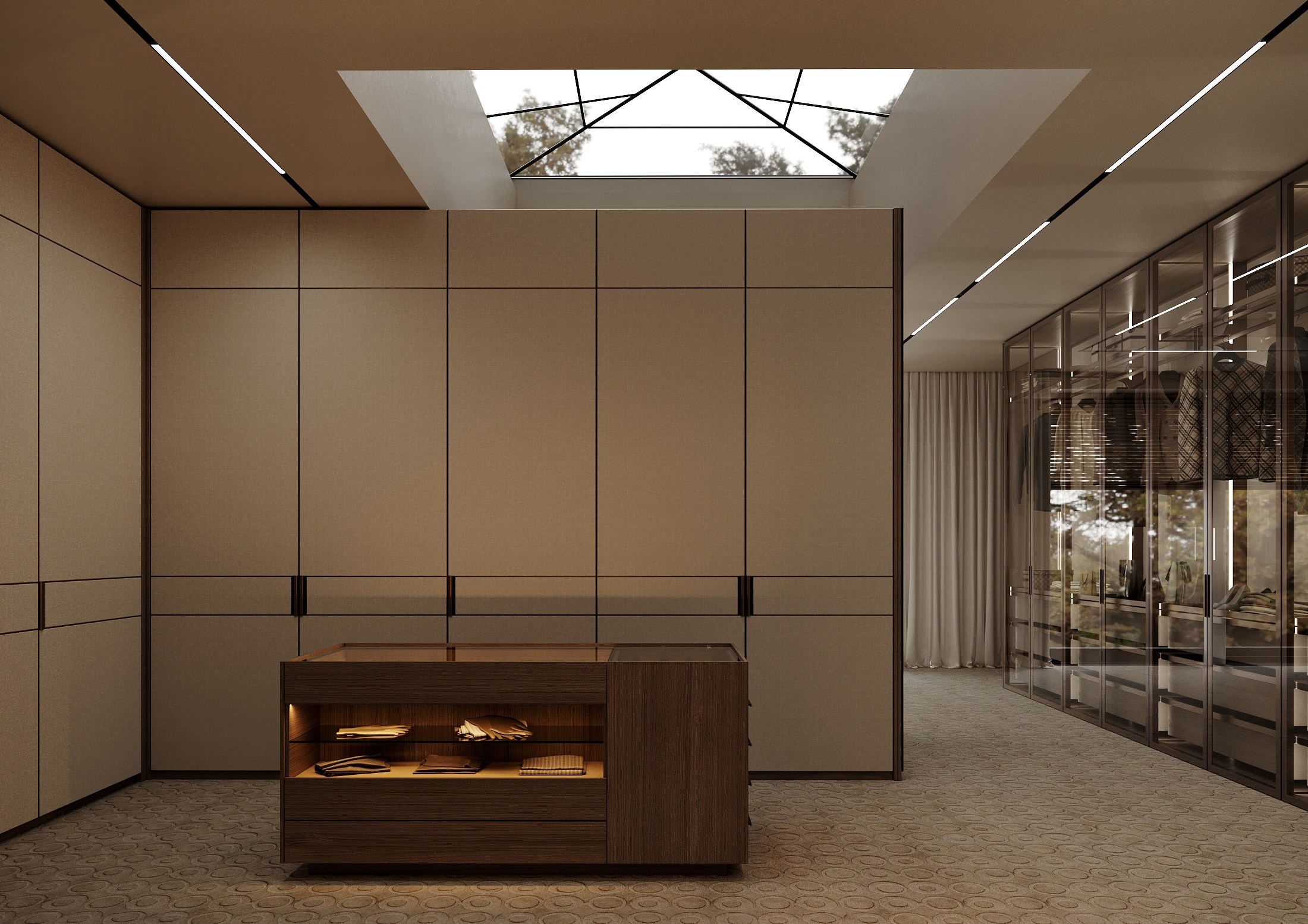 Pavlovo house |Dressing room, main bathroom. Interior and object 3D visualization