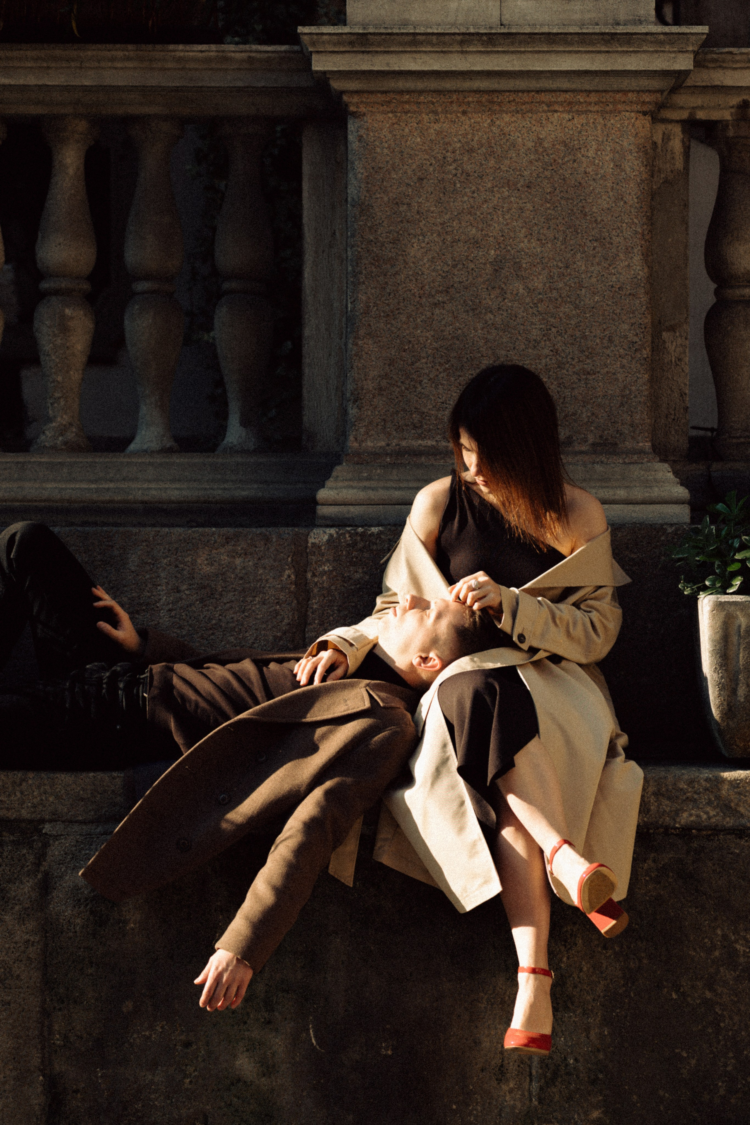 Lively, cinematic moment from a Milan love story session