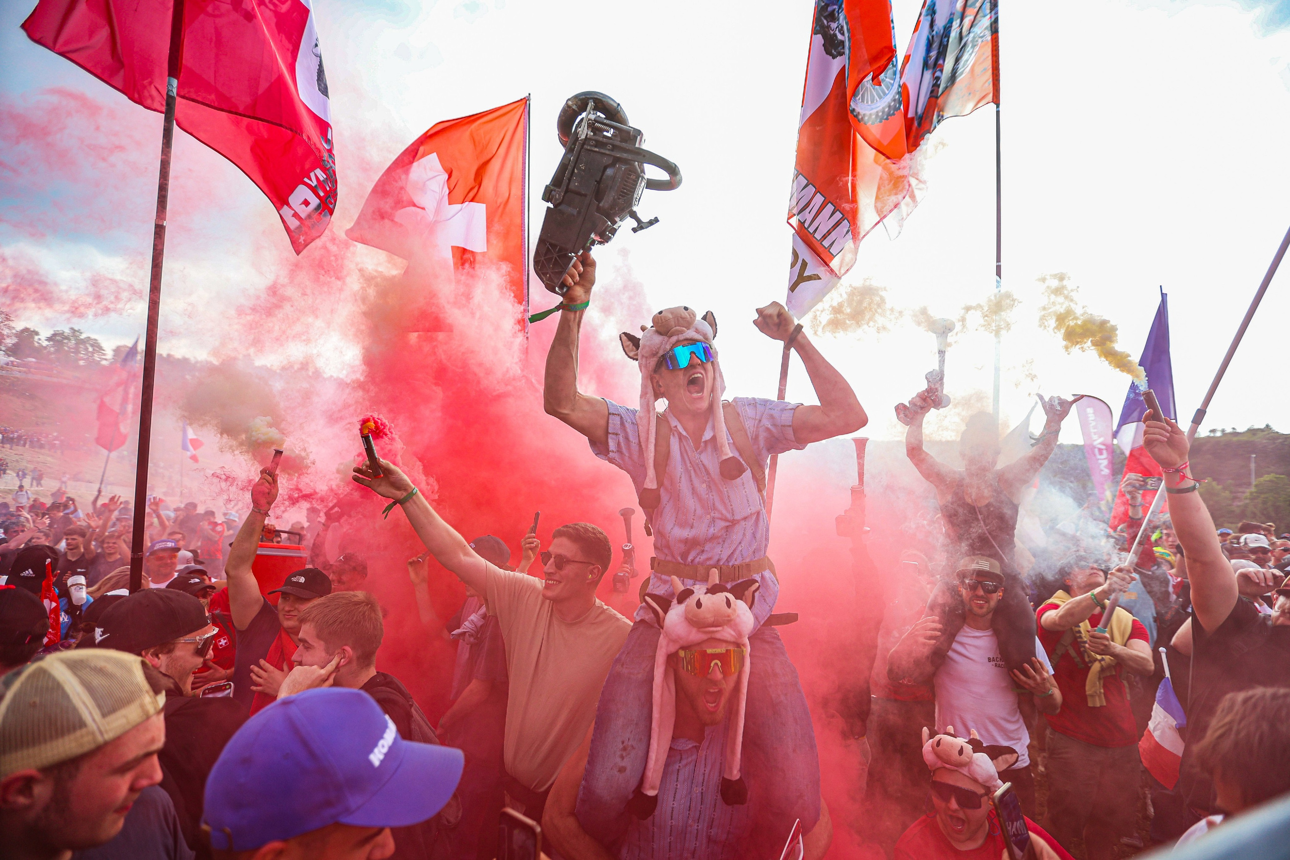 Swiss fans celebrating MXGP Motocross World Championship