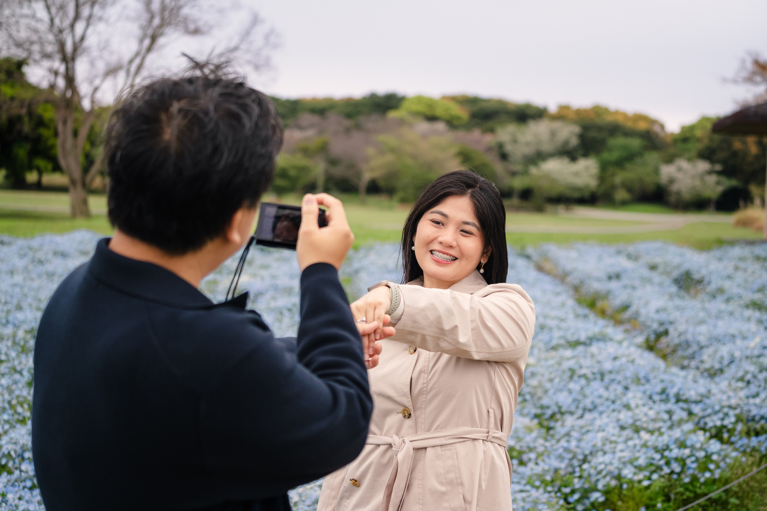 Nemophila Flower Photoshoot Uminonakamichi | Korean Drama Style Portraits Fukuoka. Portrait Photographer in Fukuoka, Japan | Alina Nazarova