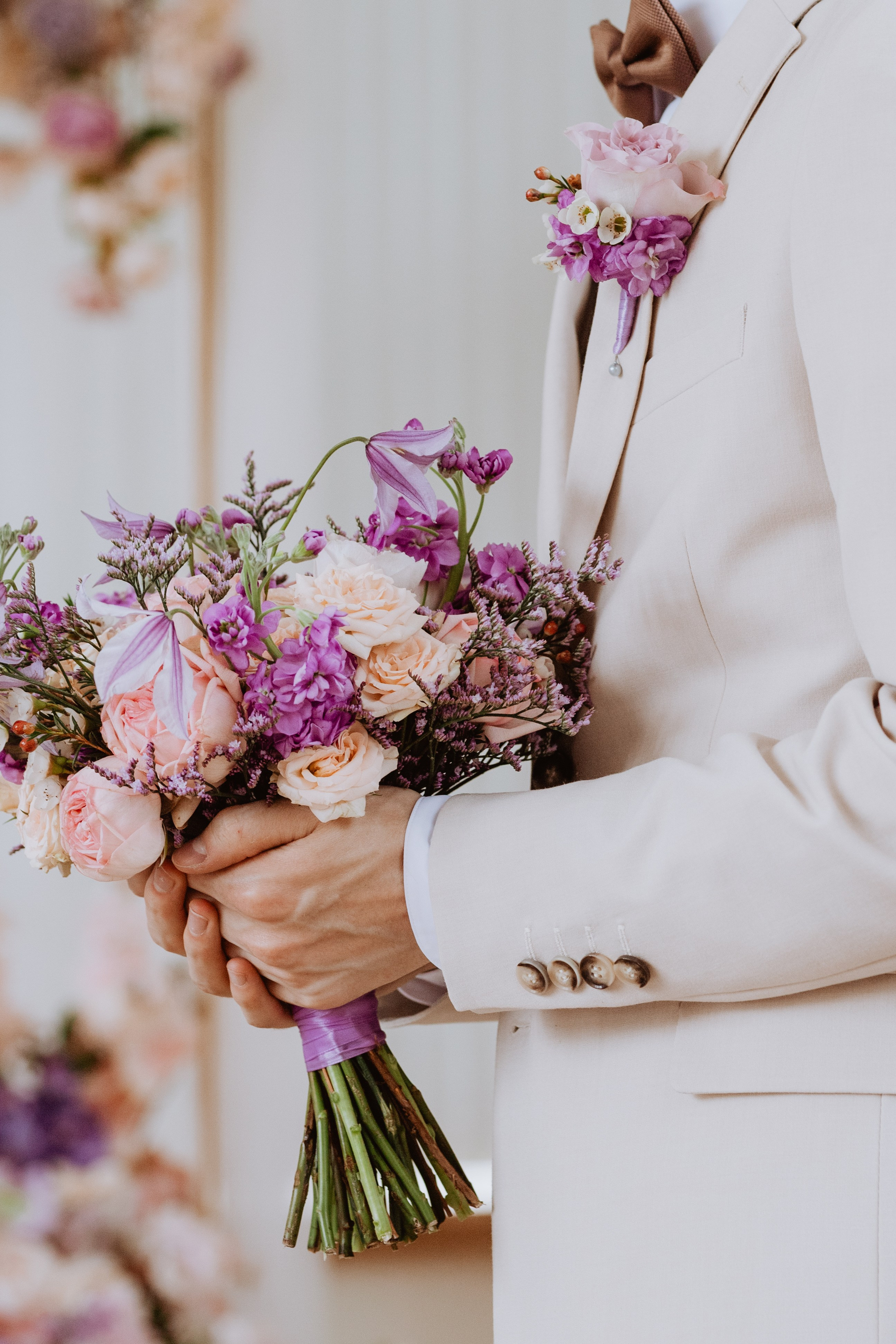 Līgavas pušķis violeta toņos. Event design, decoration, floristry, gift, Irina Novika, Riga, Latvia