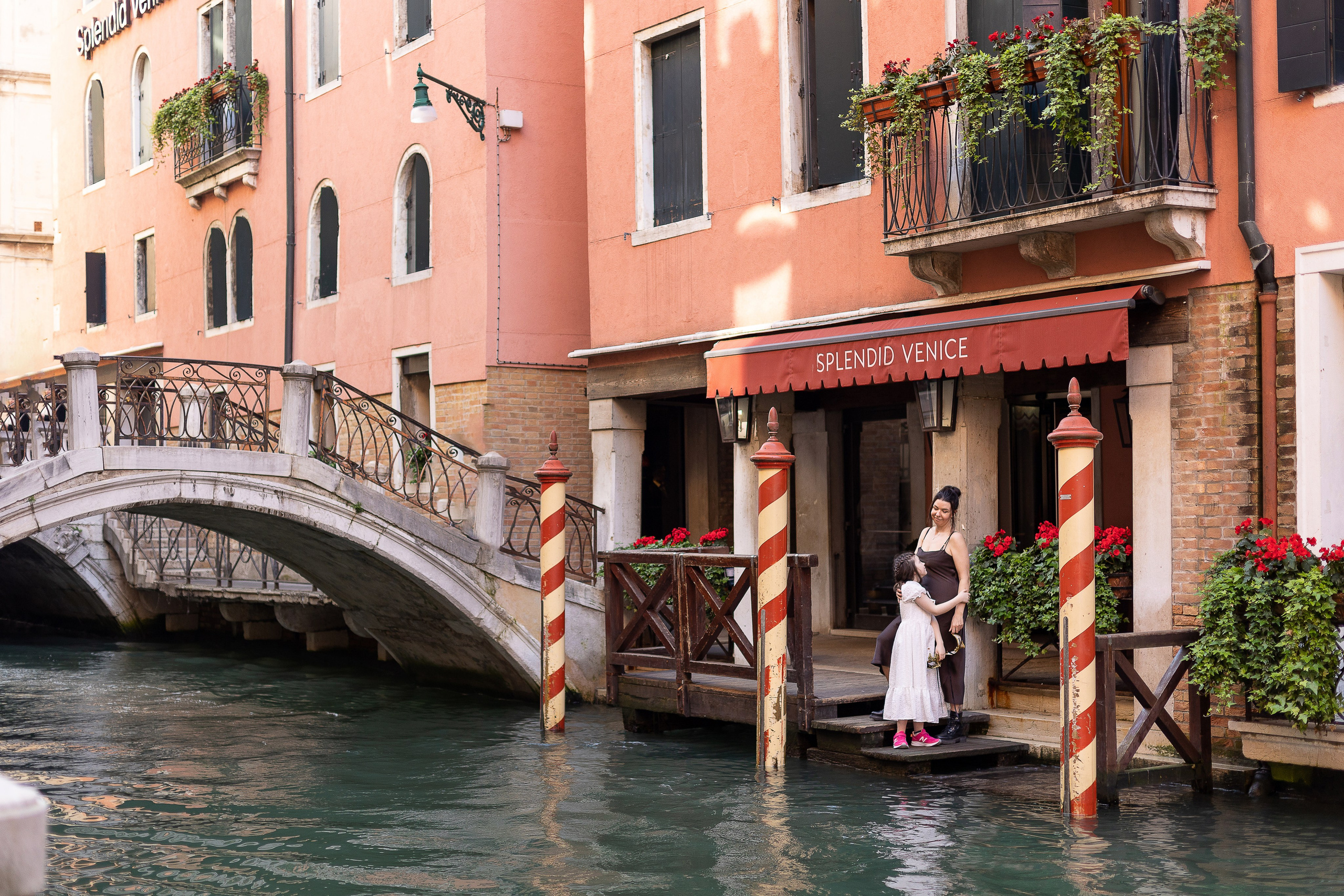 Mother and daughter at sunrise