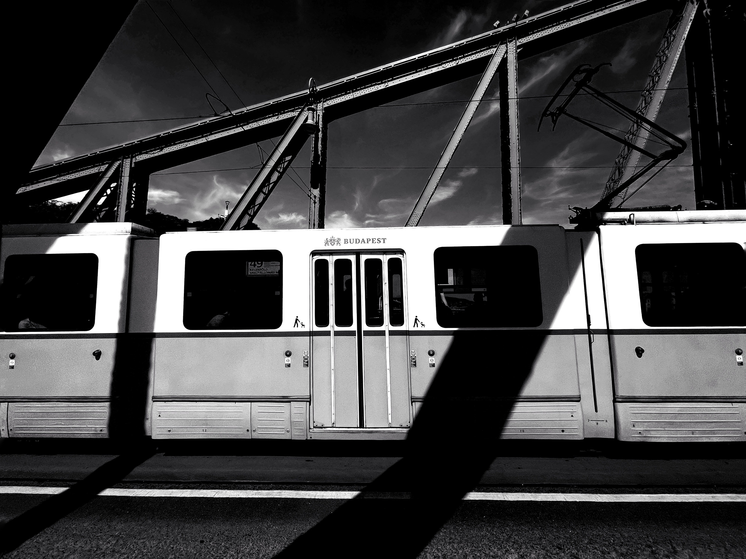 Tram on Liberty bridge. Budapest 2026. IPHONE 12 PRO