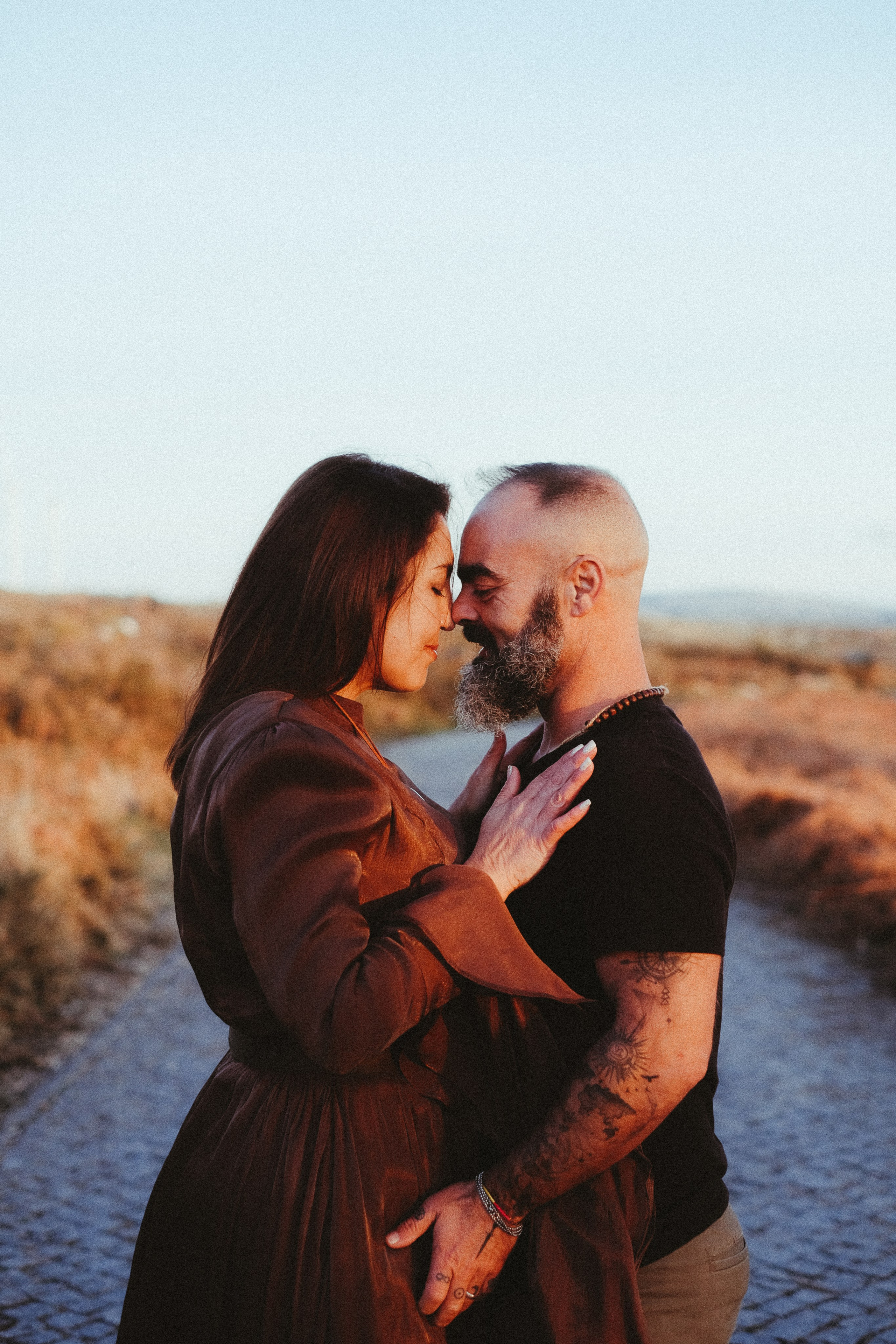 Sunset engagement session in Portugal countryside