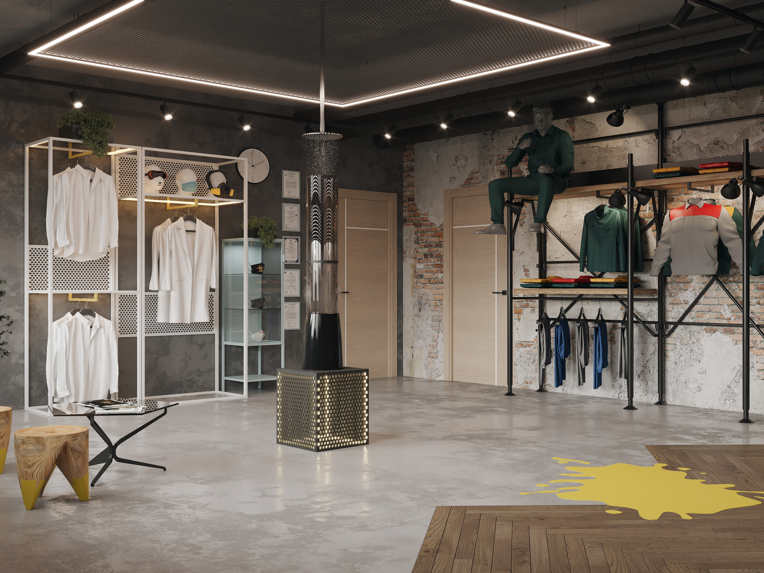 Workwear show room. Interjera dizaina studija 4 Stūri