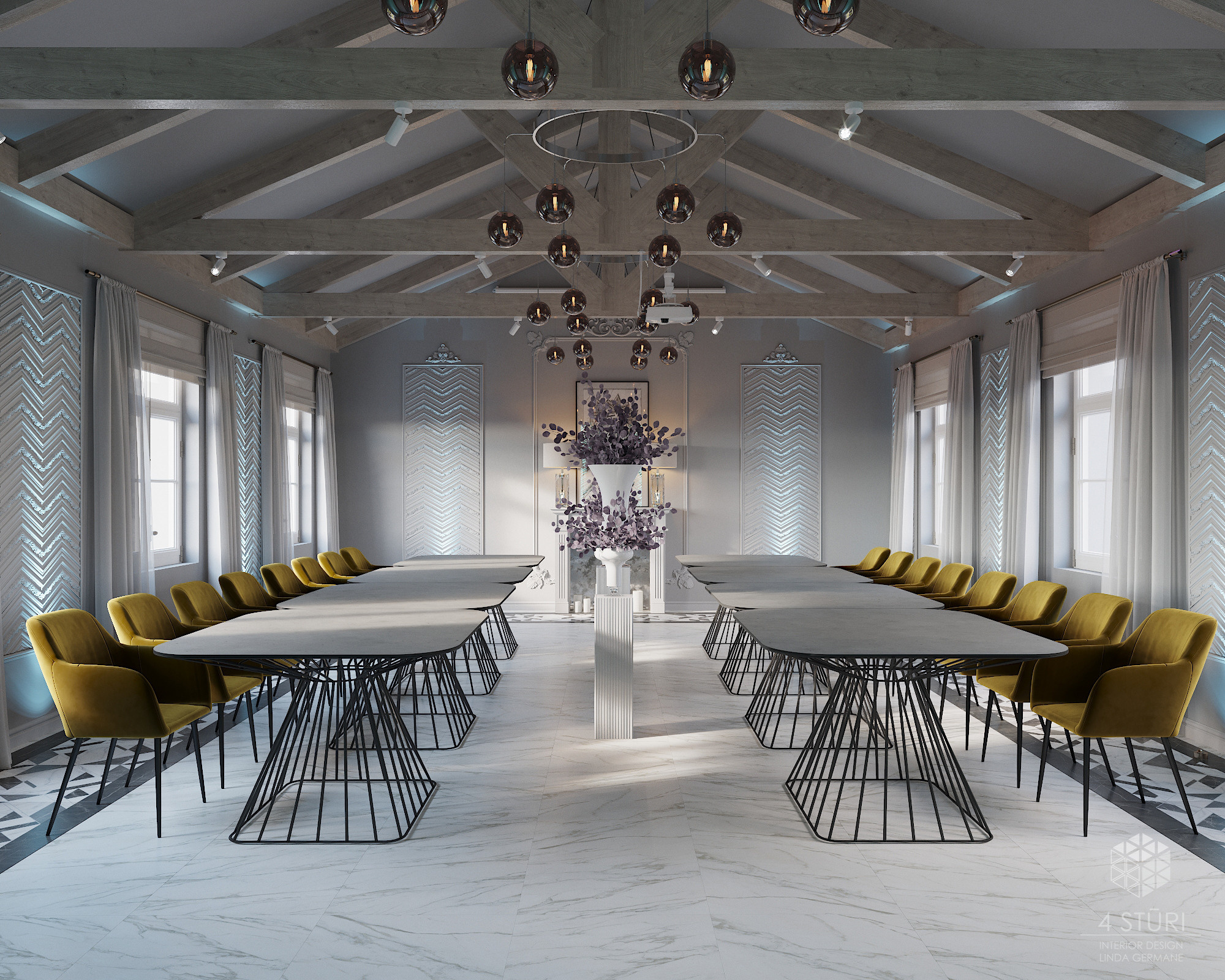 Konferenču zāle. Interjera dizaina studija 4 Stūri