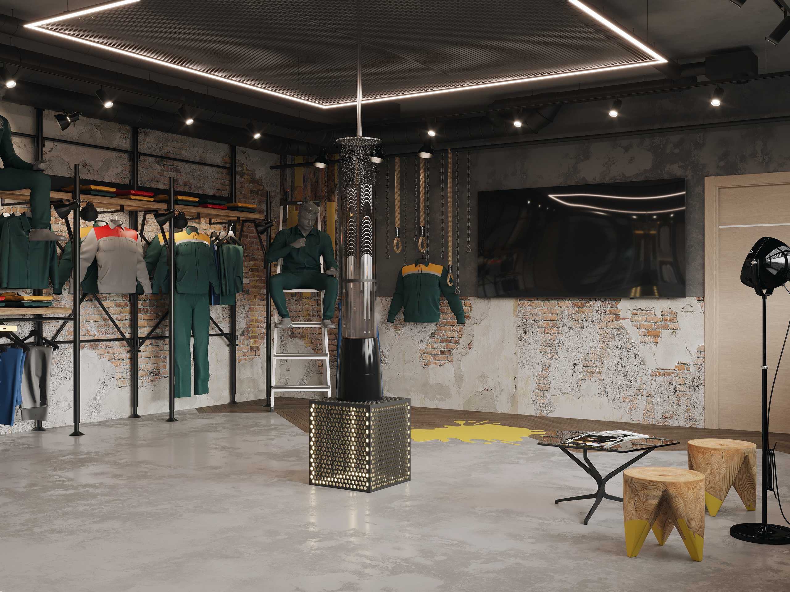 Workwear show room. Interjera dizaina studija 4 Stūri