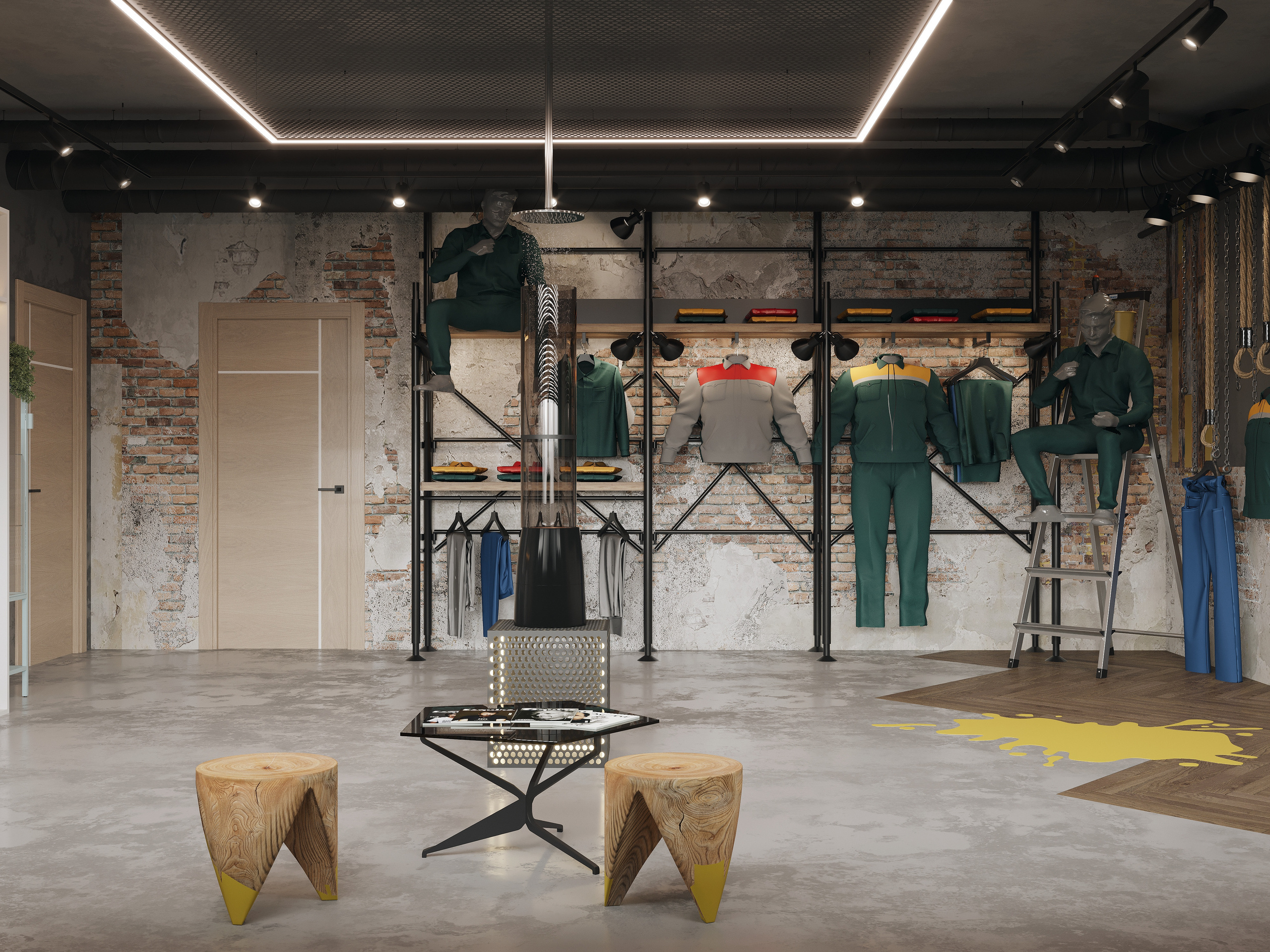 Workwear show room. Interjera dizaina studija 4 Stūri