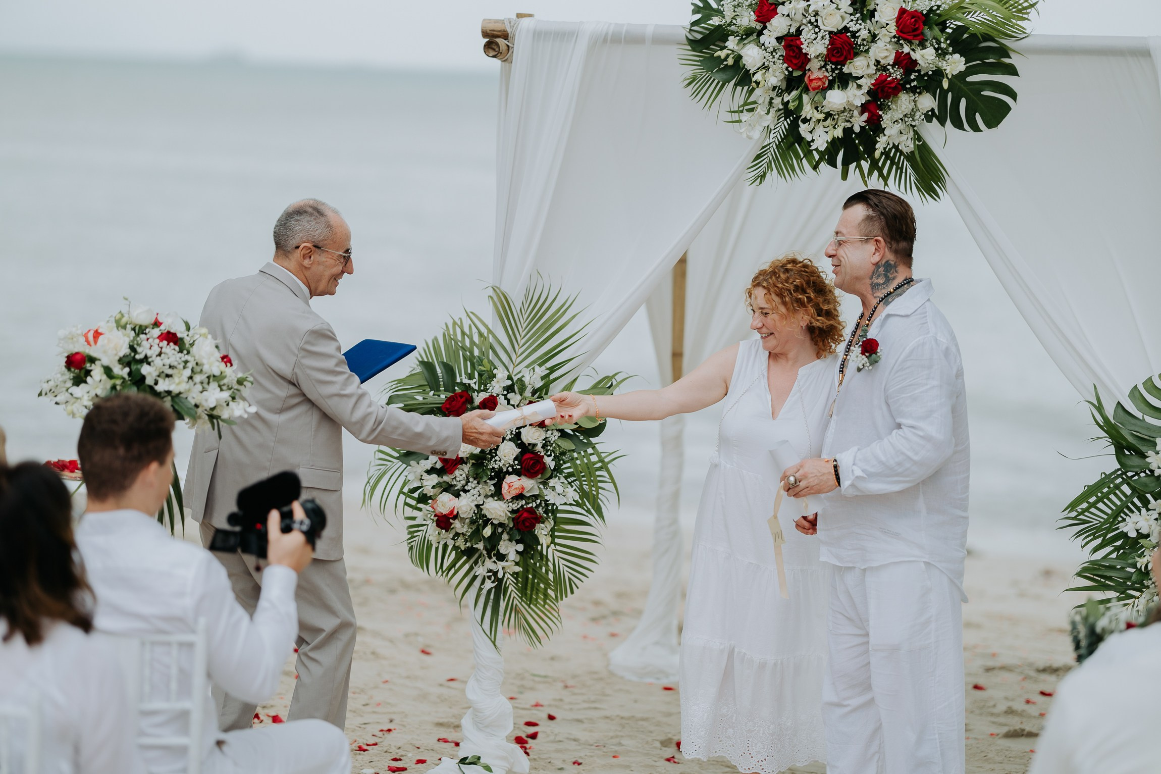 Simone & Matthias Peter. Buddhist blessing wedding Ceremony on Koh Samui, Thailand