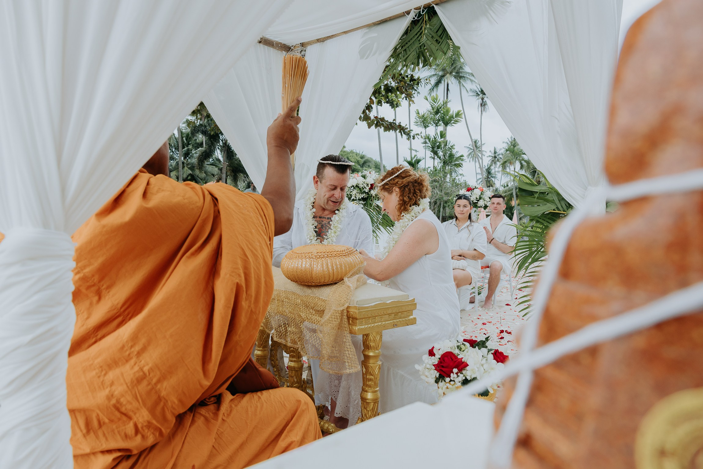 Simone & Matthias Peter. Buddhist blessing wedding Ceremony on Koh Samui, Thailand
