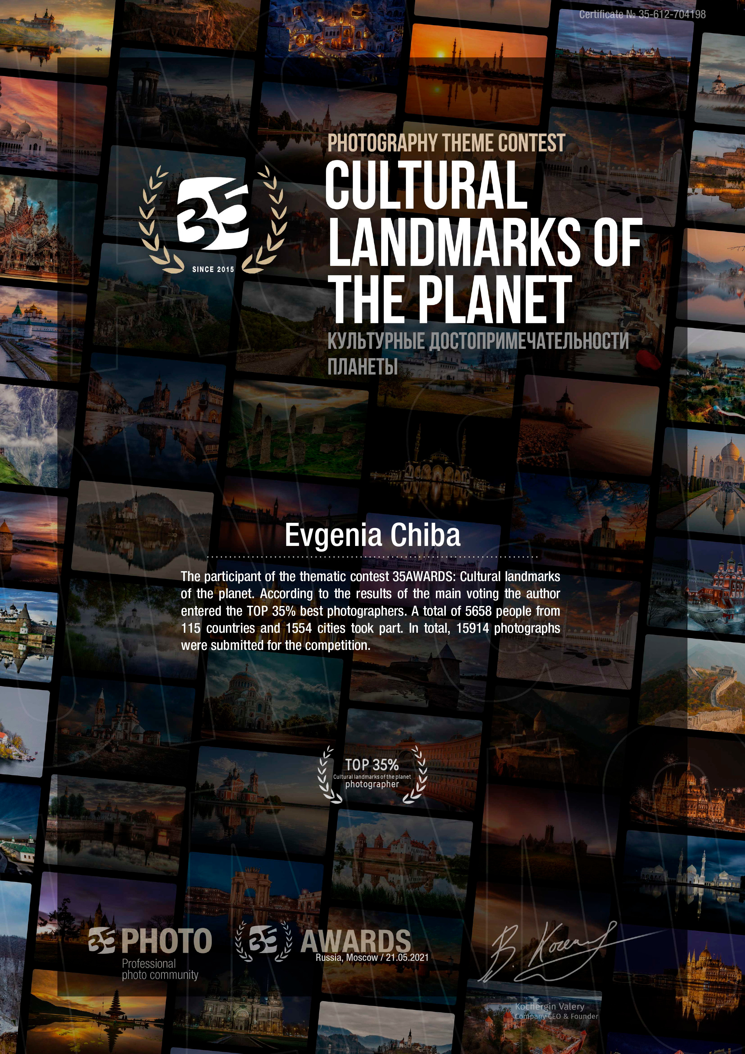 My awards. Photographer in Tokyo, Japan