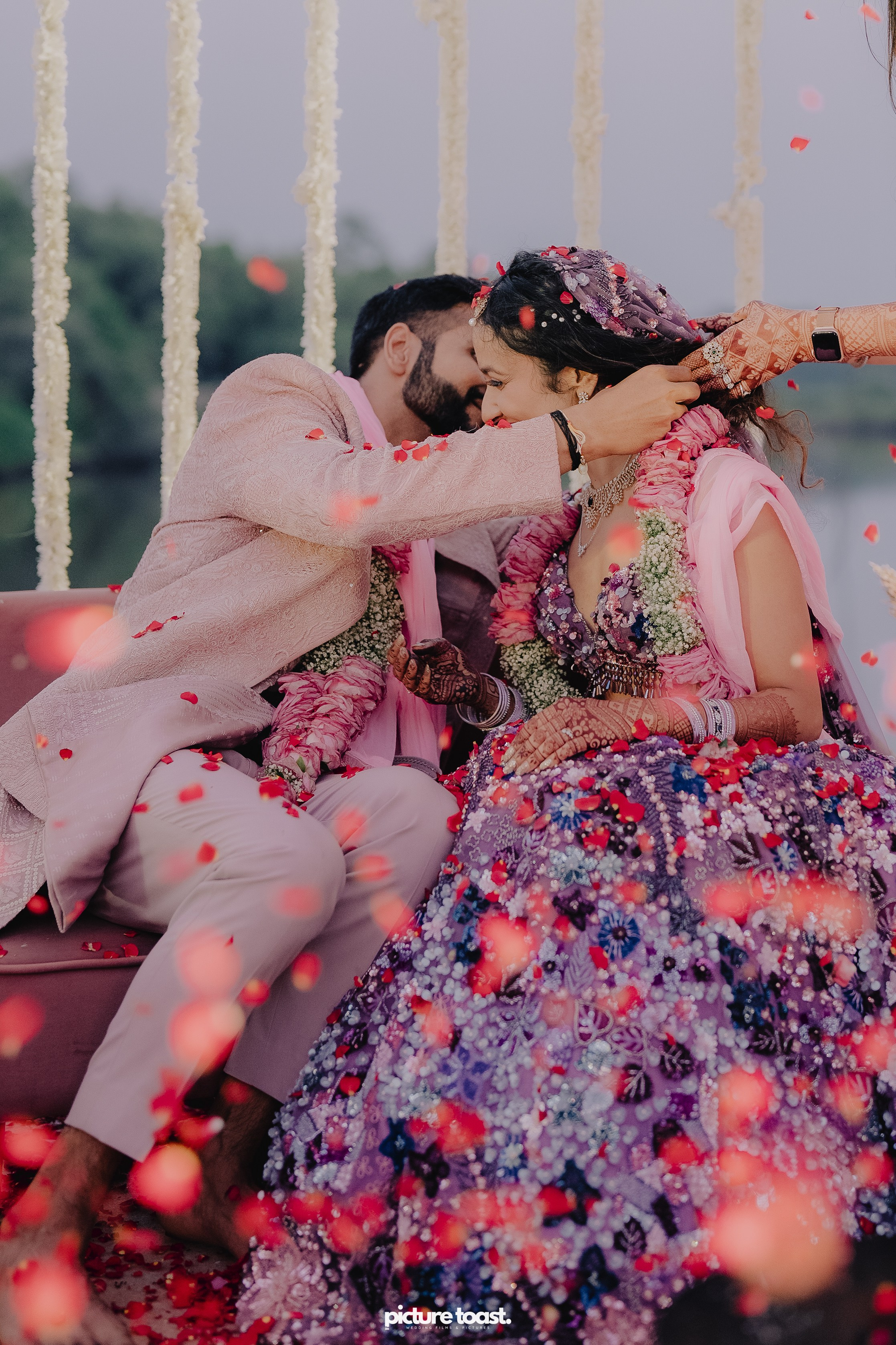 Varamala Ft. Barbie & Aneesh. Fine art Wedding Photographers in India & Canada