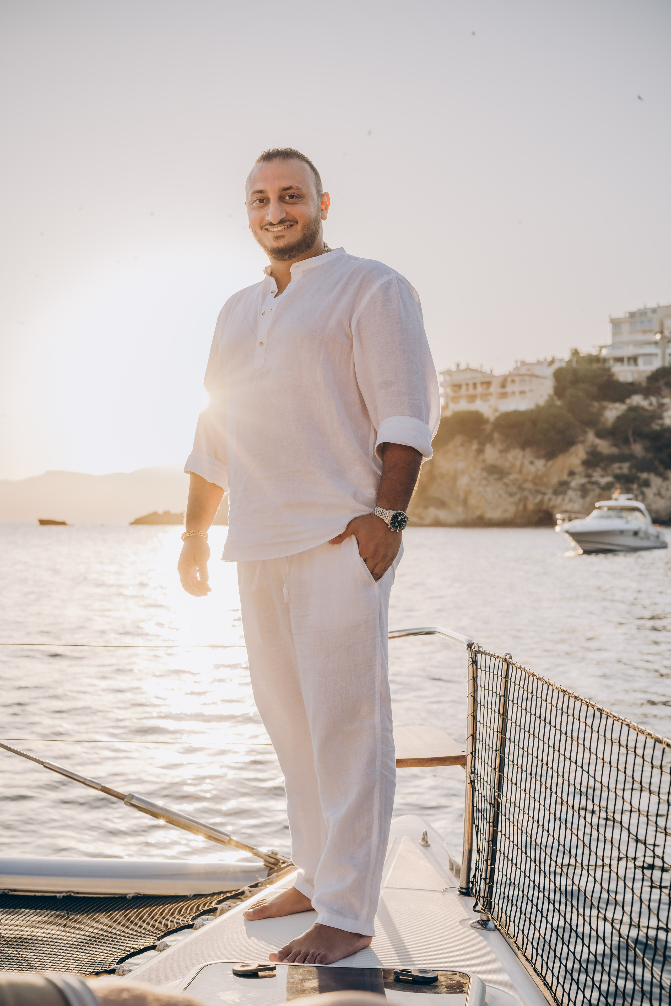 Engagement on a yacht at sunset. Фотограф у Пальма де Майорка