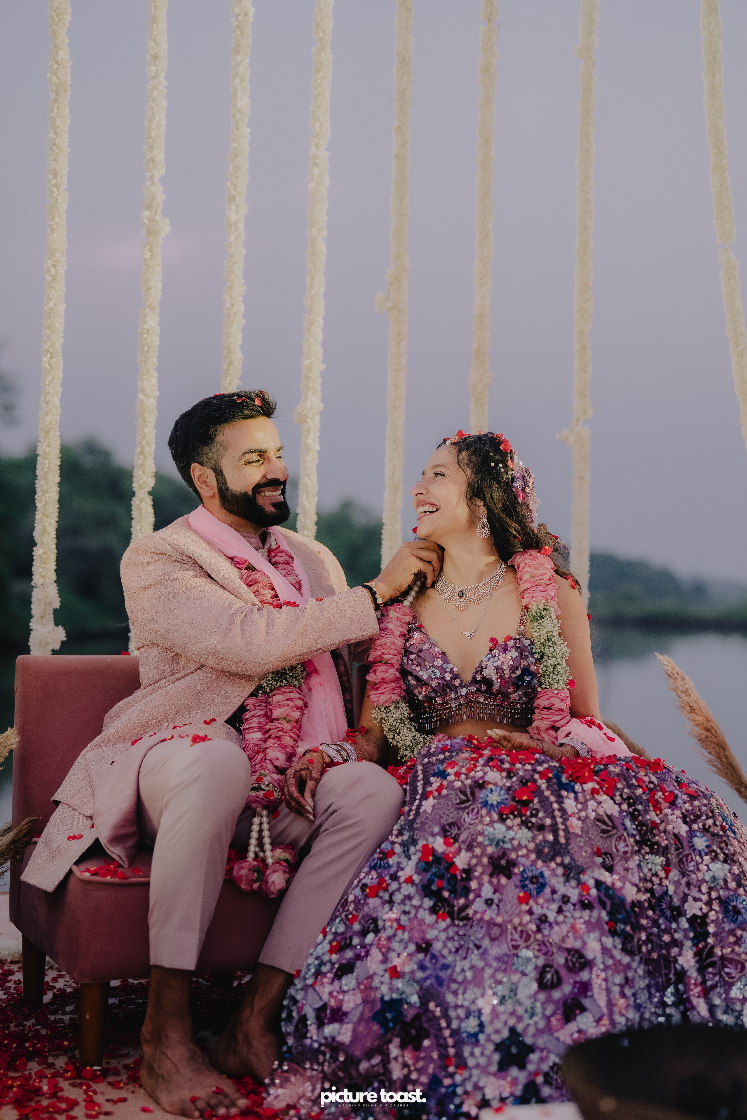 Varamala Ft. Barbie & Aneesh. Fine art Wedding Photographers in India & Canada