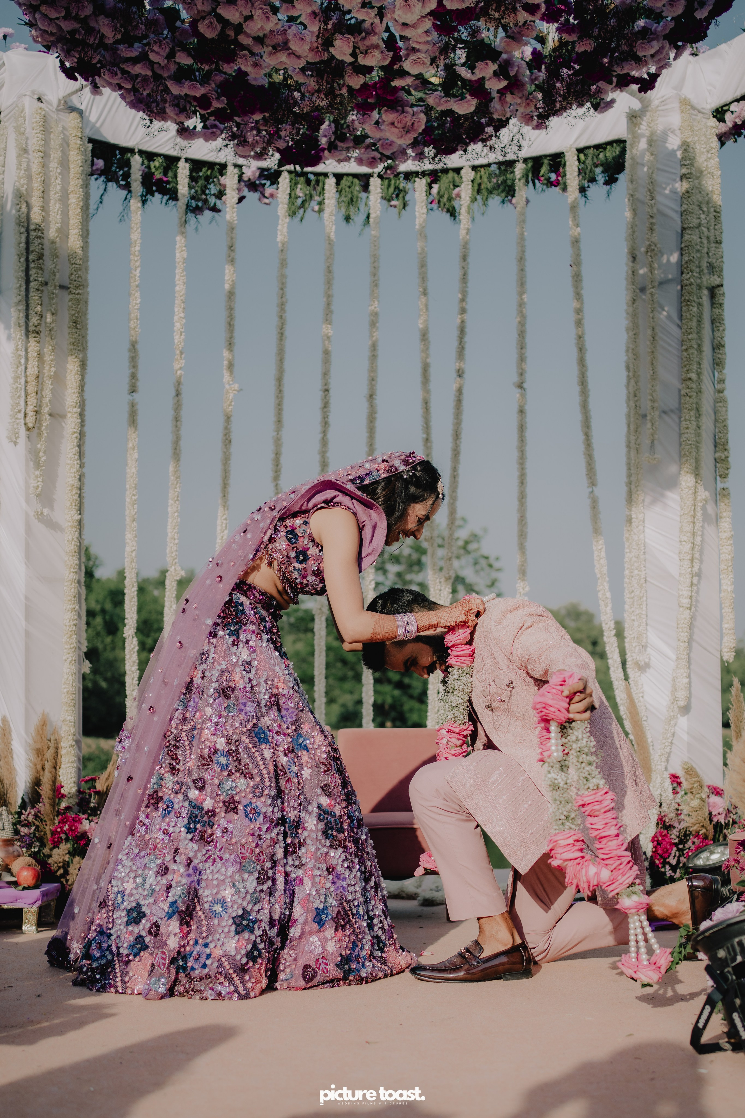 Varamala Ft. Barbie & Aneesh. Fine art Wedding Photographers in India & Canada