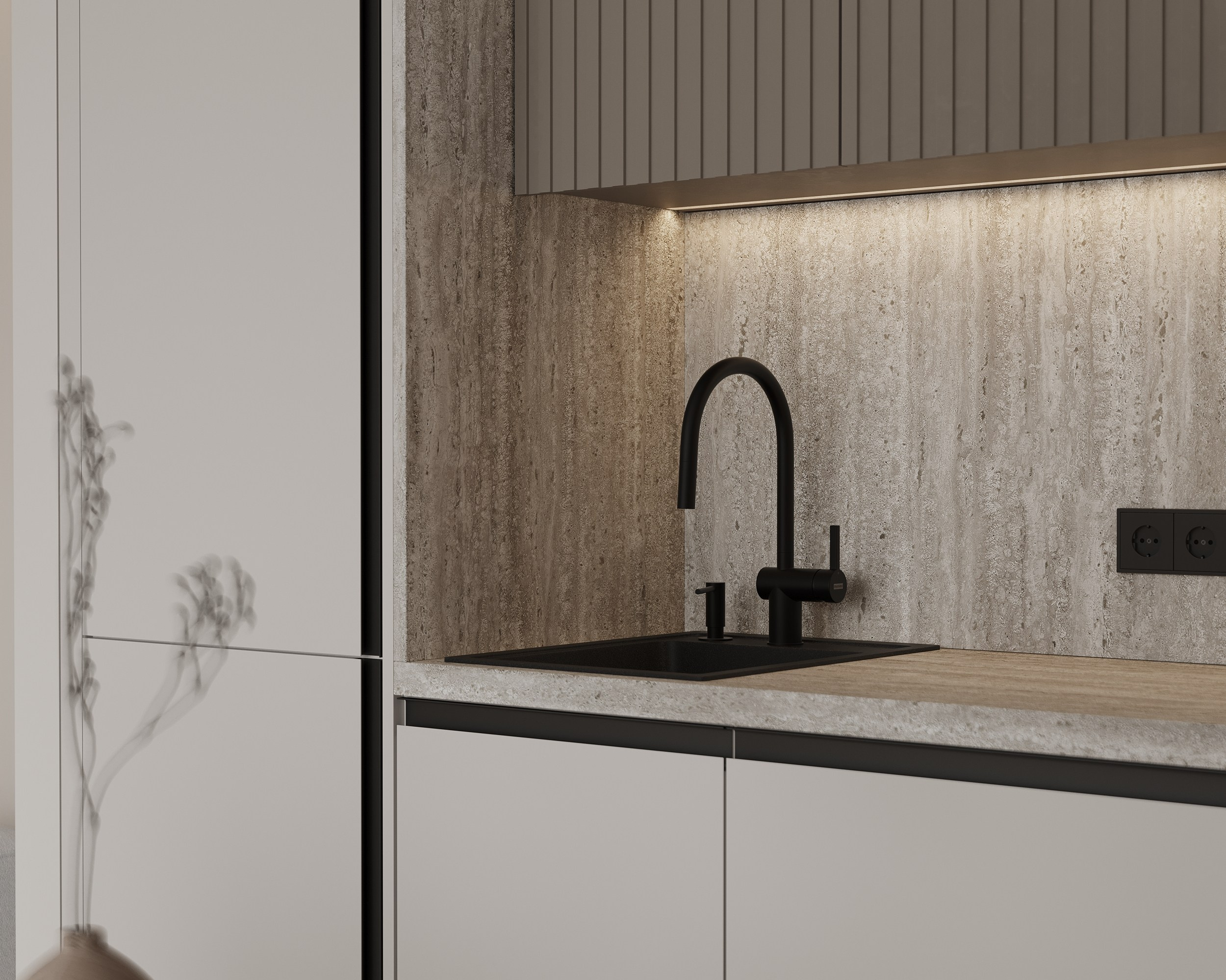 Story of Wood and Travertine. Simple Archs — high quality visualizations for your interior projects