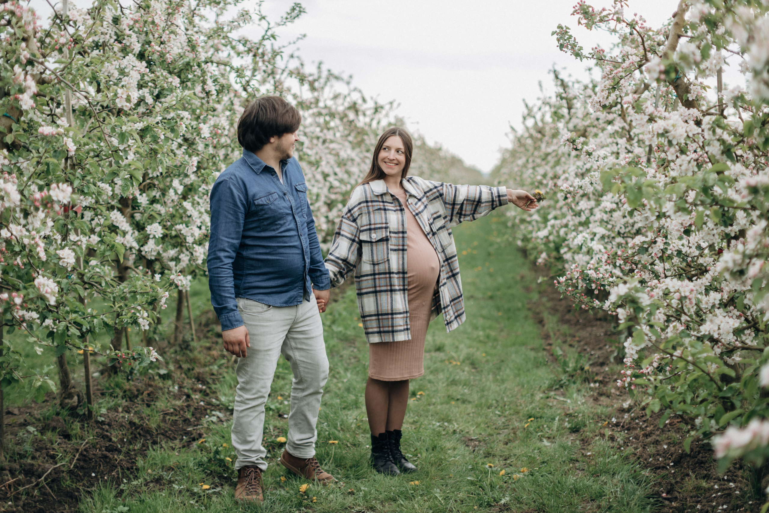 Фотосессия беременности в цветущих яблоневых садах Altes Land. Фотограф в Германии — Мария Чистякова