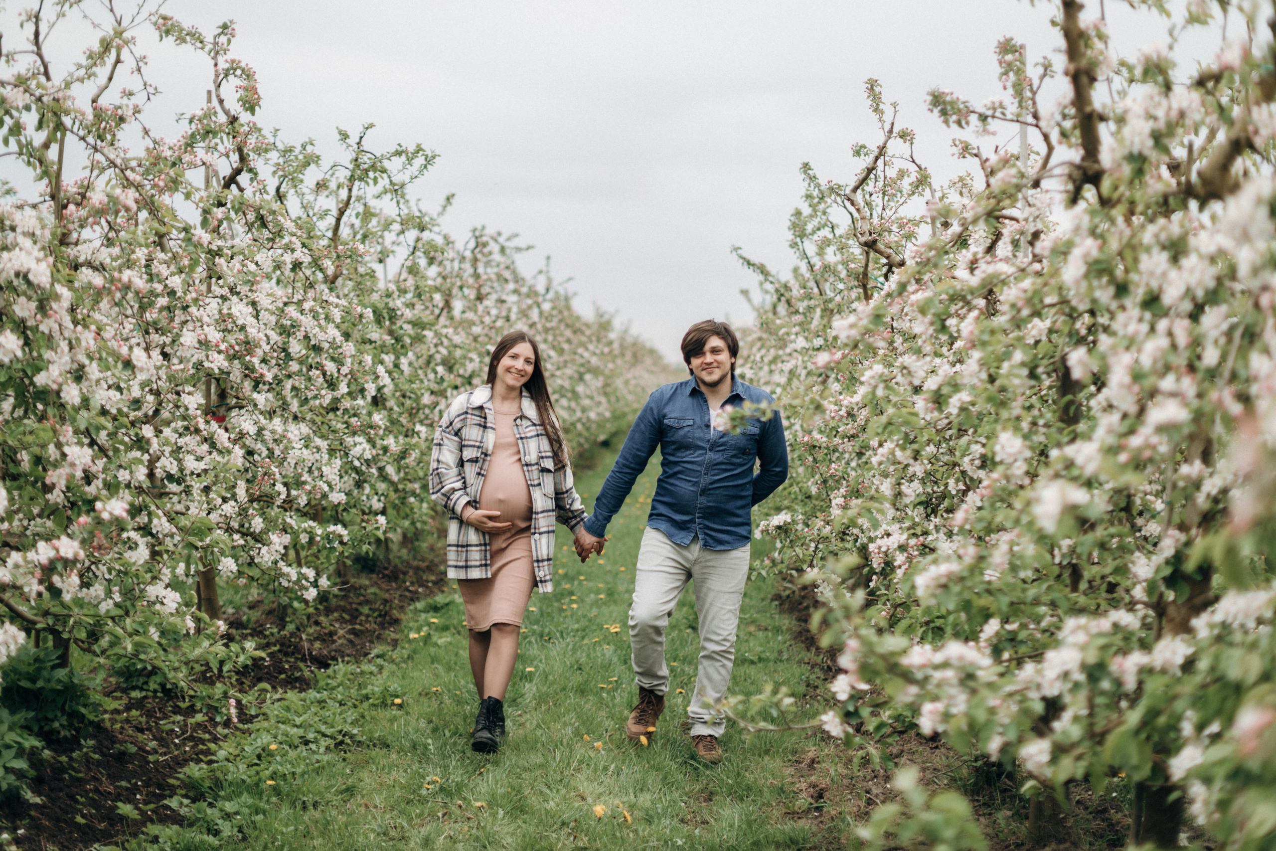Фотосессия беременности в цветущих яблоневых садах Altes Land. Фотограф в Германии — Мария Чистякова