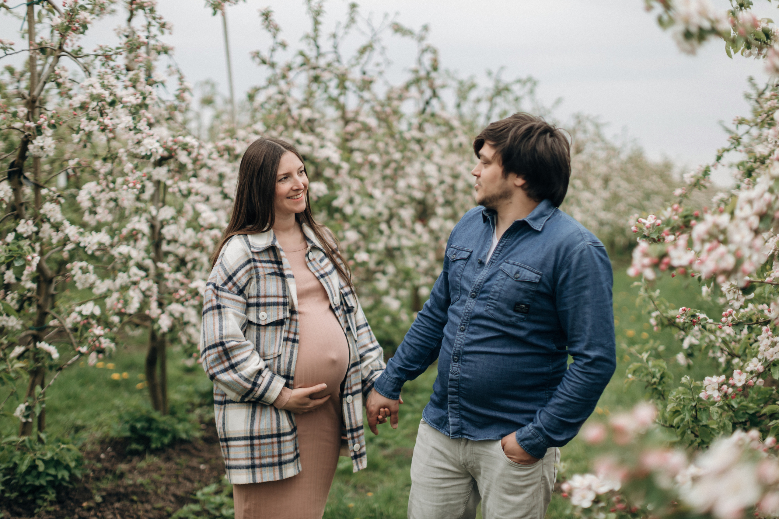 Фотосессия беременности в цветущих яблоневых садах Altes Land. Фотограф в Германии — Мария Чистякова