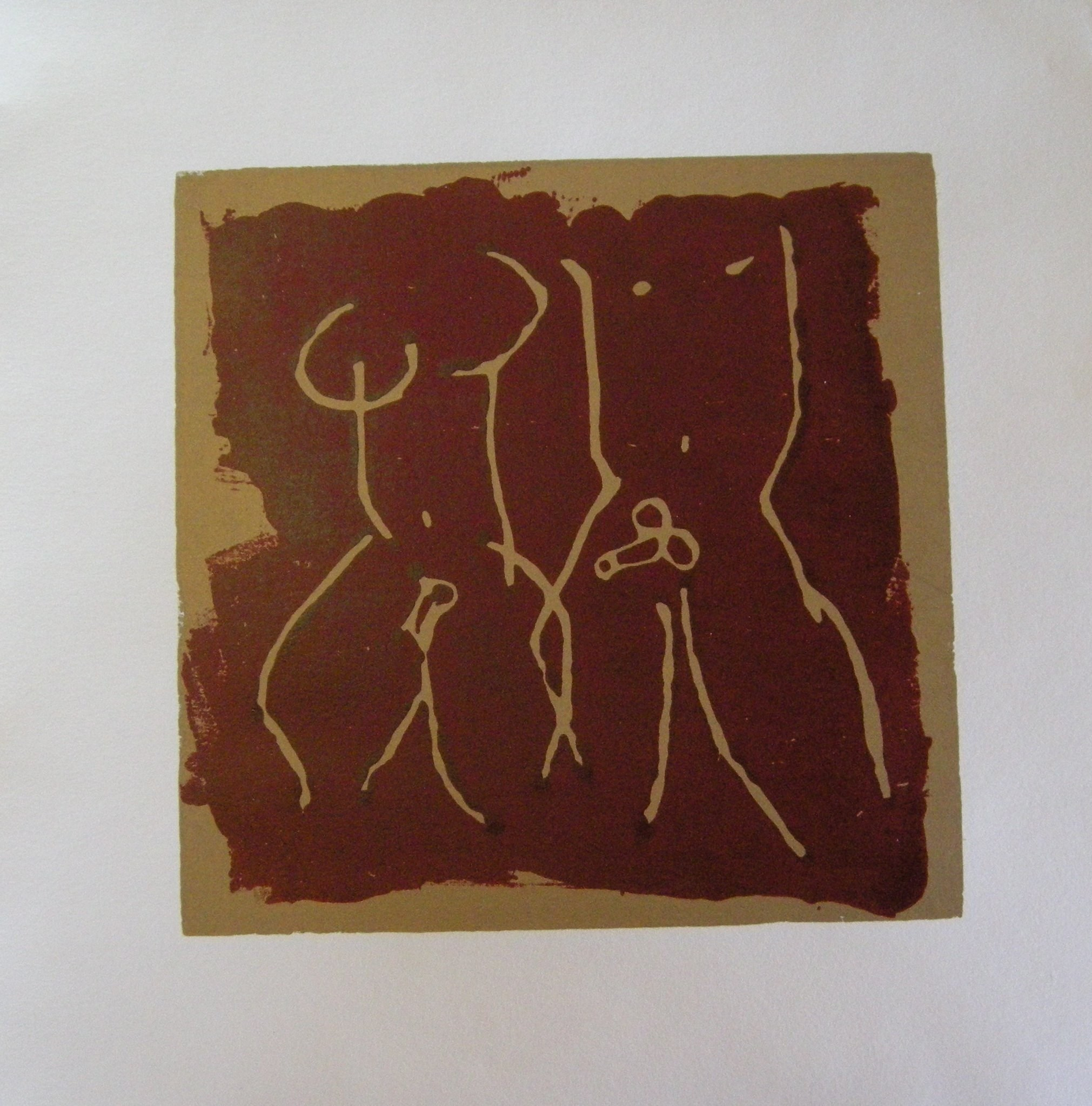 Akt rot-gold 2025 - 20x20 auf Papier 30x30