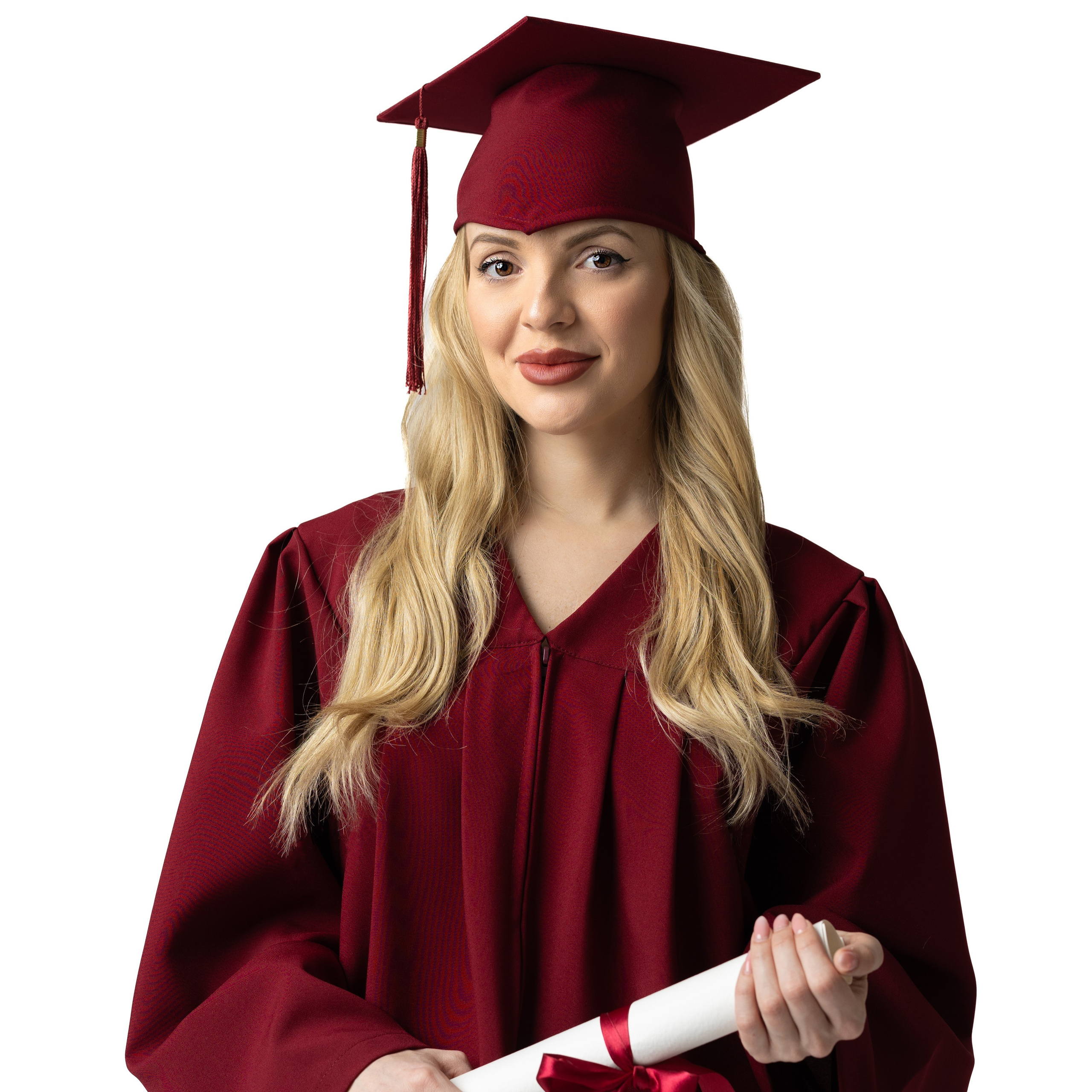 Червена  бордо академична шапка за диплимиране или завършване на университет