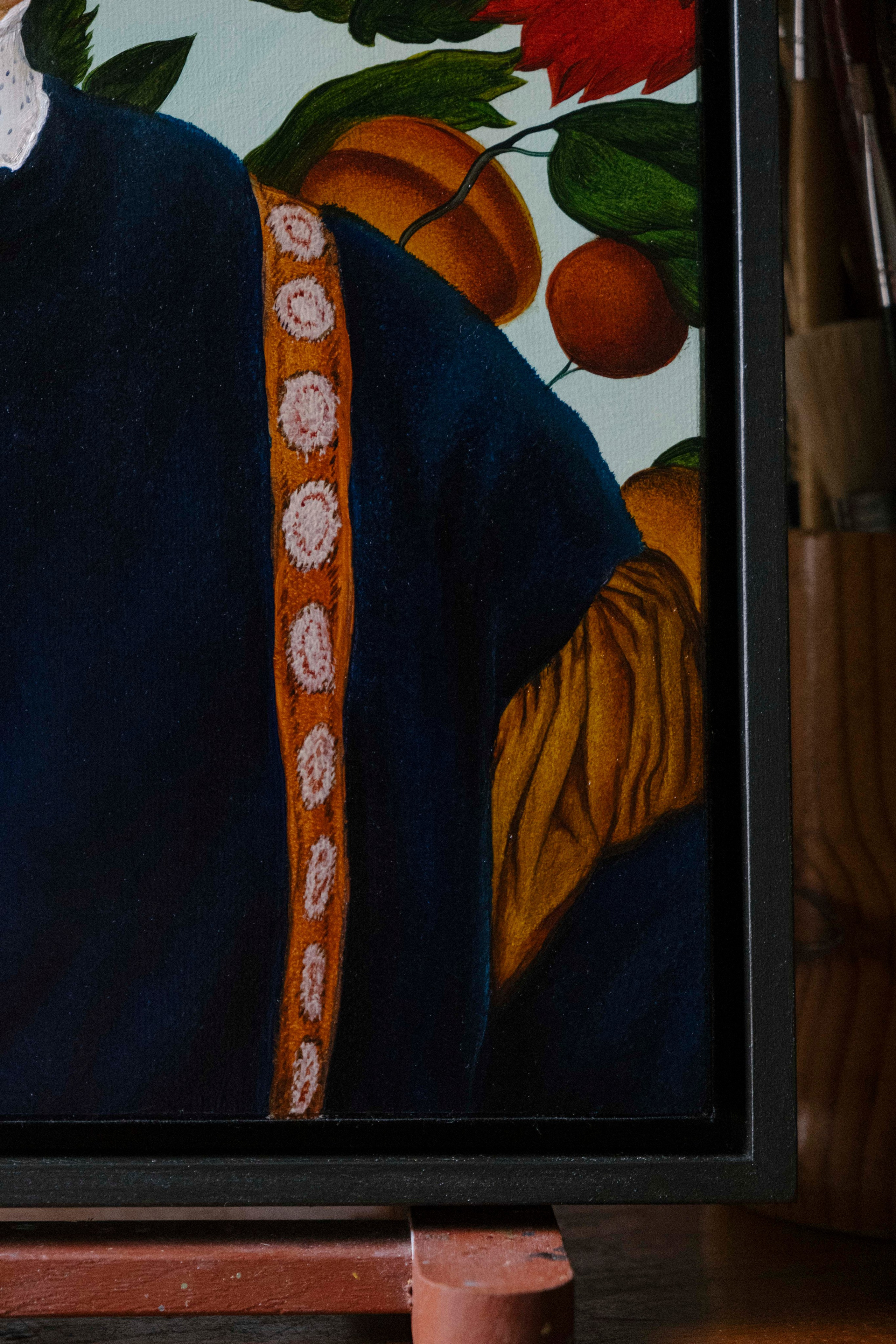 Portrait on a Turquoise background. ELEN BEZHEN