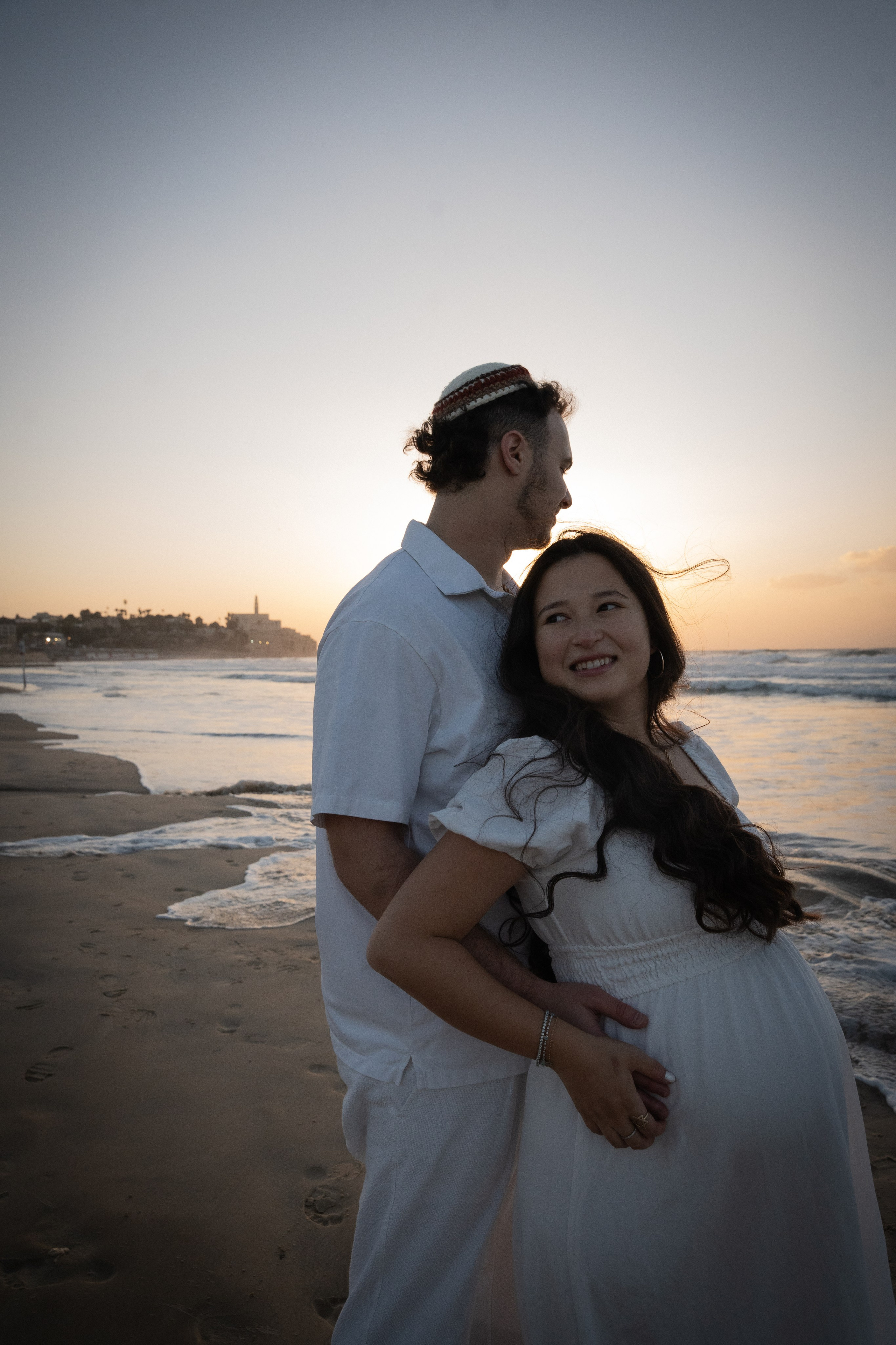 Naomi & Surli, Jaffa Beach, December 2025. Divign By Tehilah — Meaningful Graphic Design & Photography