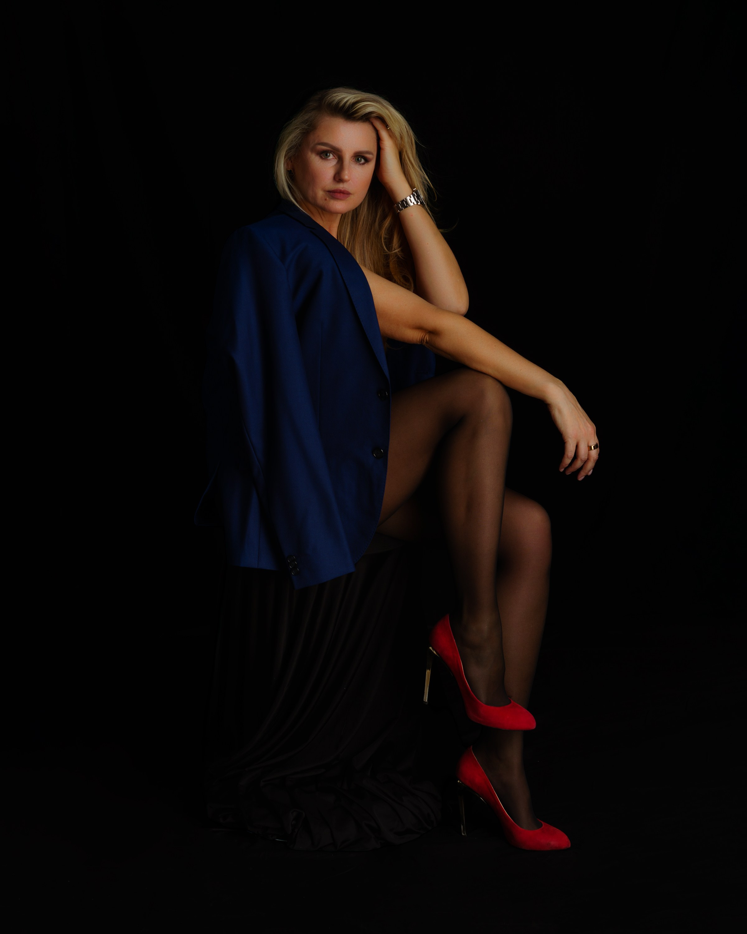 Studio female portrait with dramatic lighting in Sofia, Bulgaria