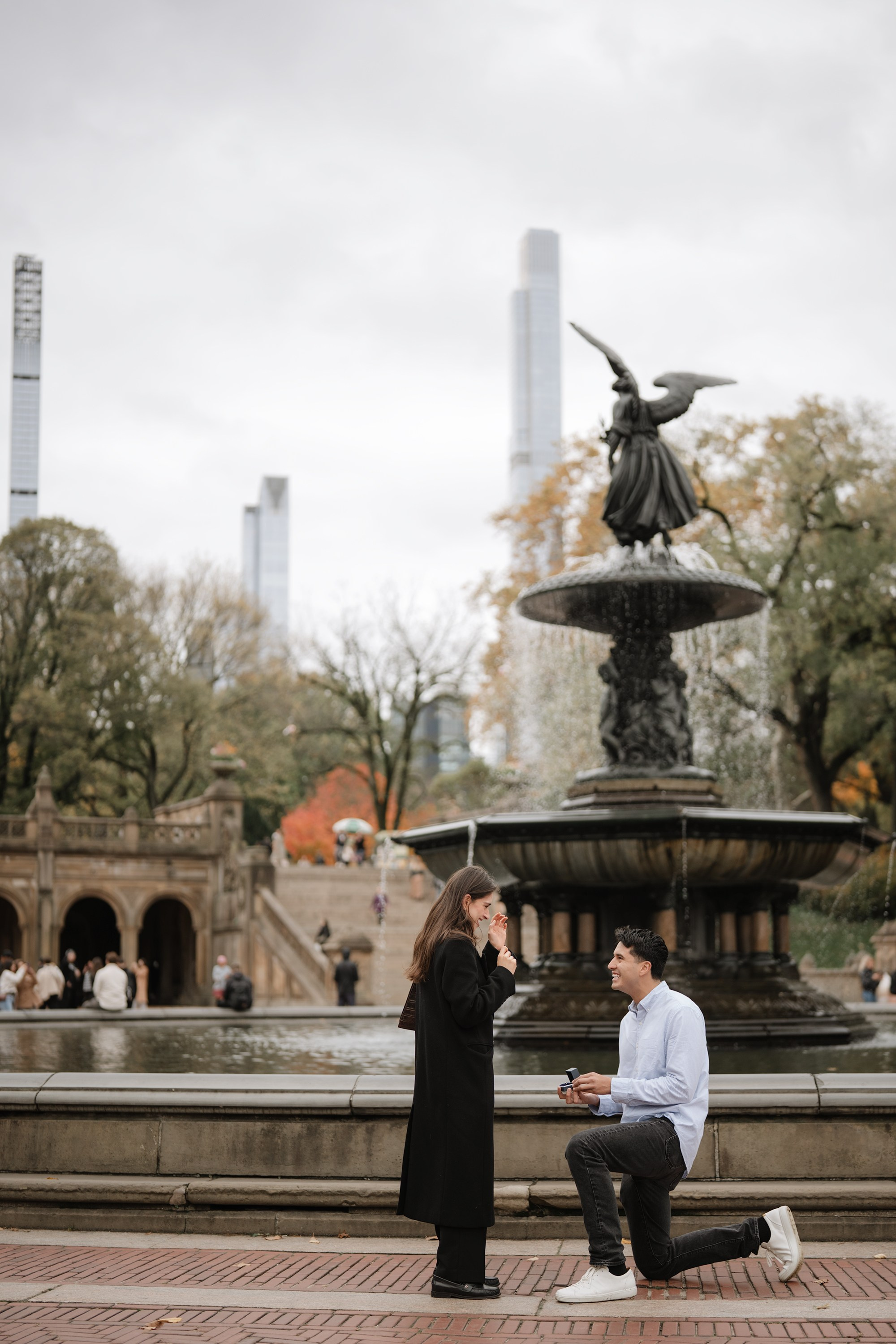 Proposal in Central Park. Fall 2025. Portrait and wedding photographer in New York