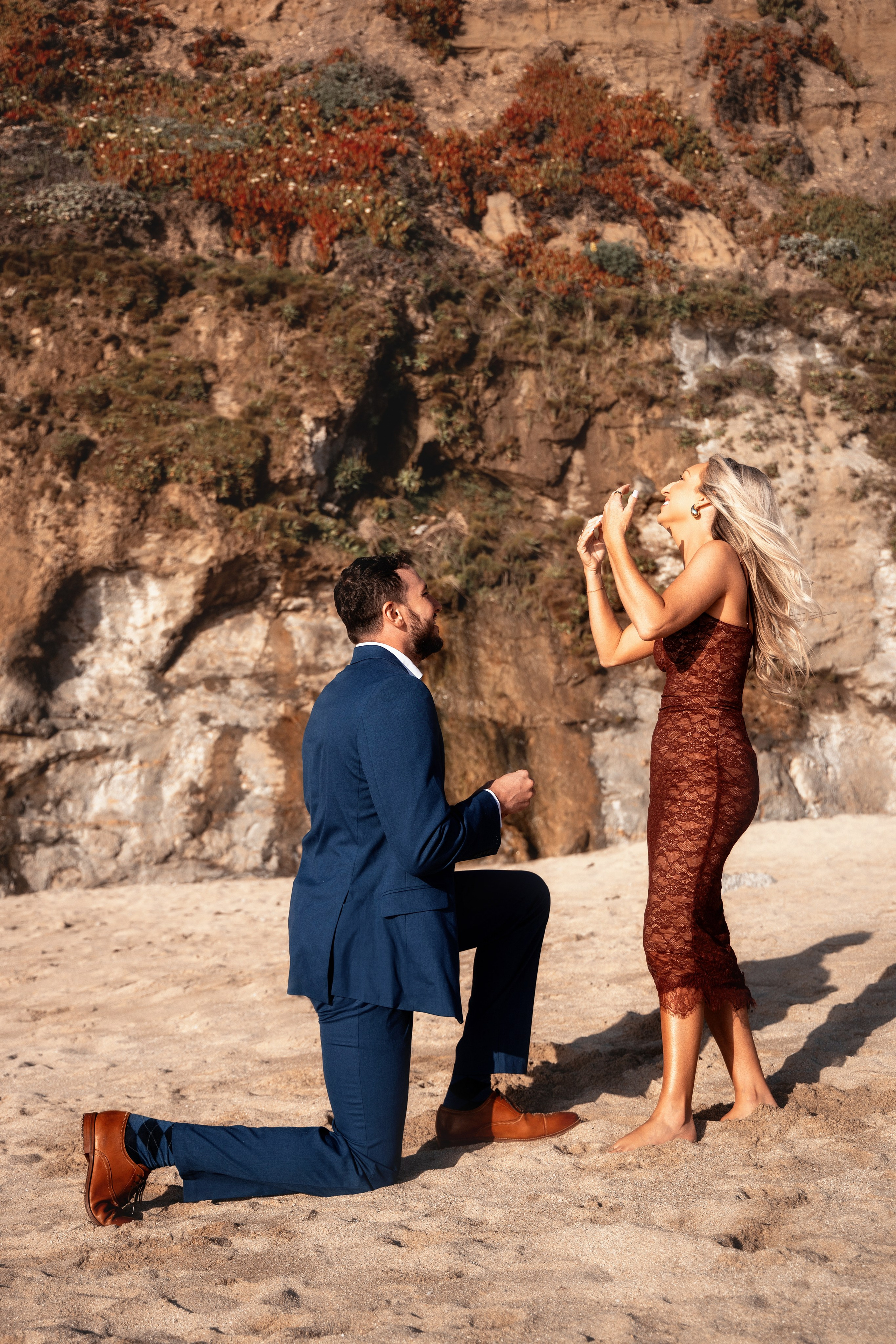 Man proposing at sunset in the Bay Area
