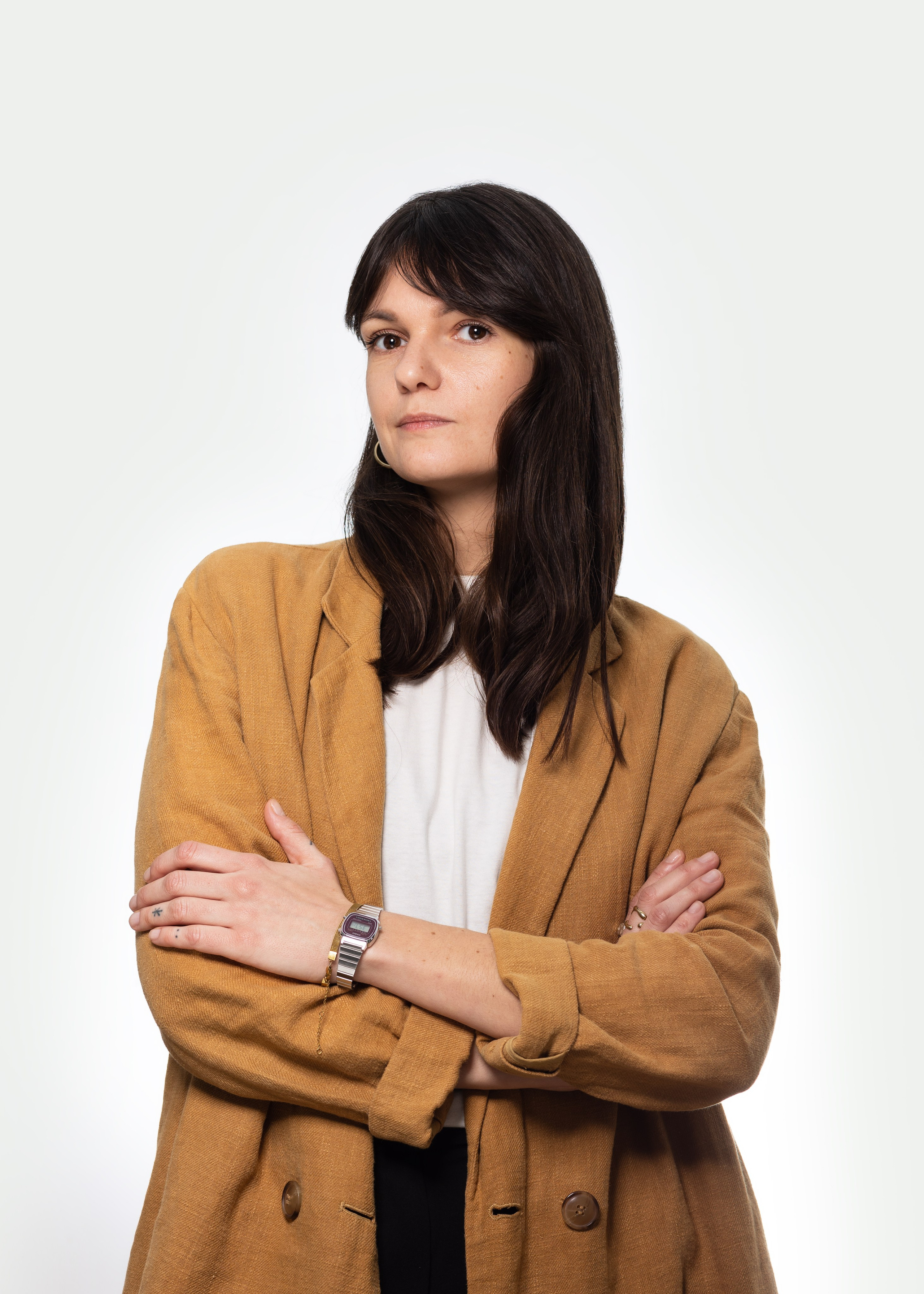 Corporate team member at 1 click Marketing, a business portrait on a white background