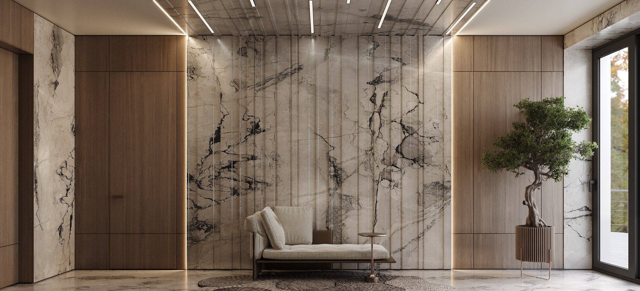 Pavlovo house |Dressing room, main bathroom. Interior and object 3D visualization