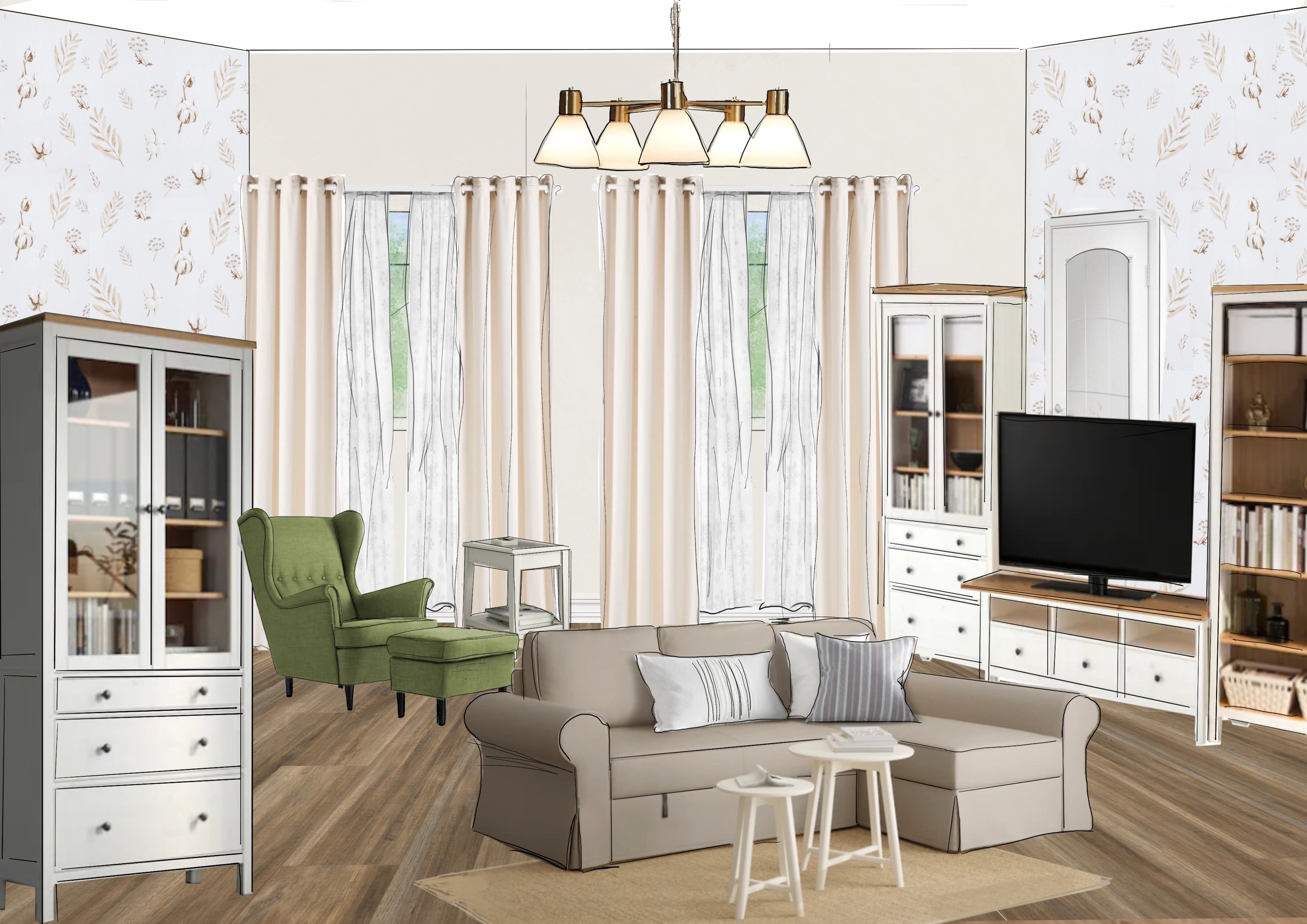 Collagen und Skizzen. Valeria Riazantseva. Interior Designerin und Dekorateurin