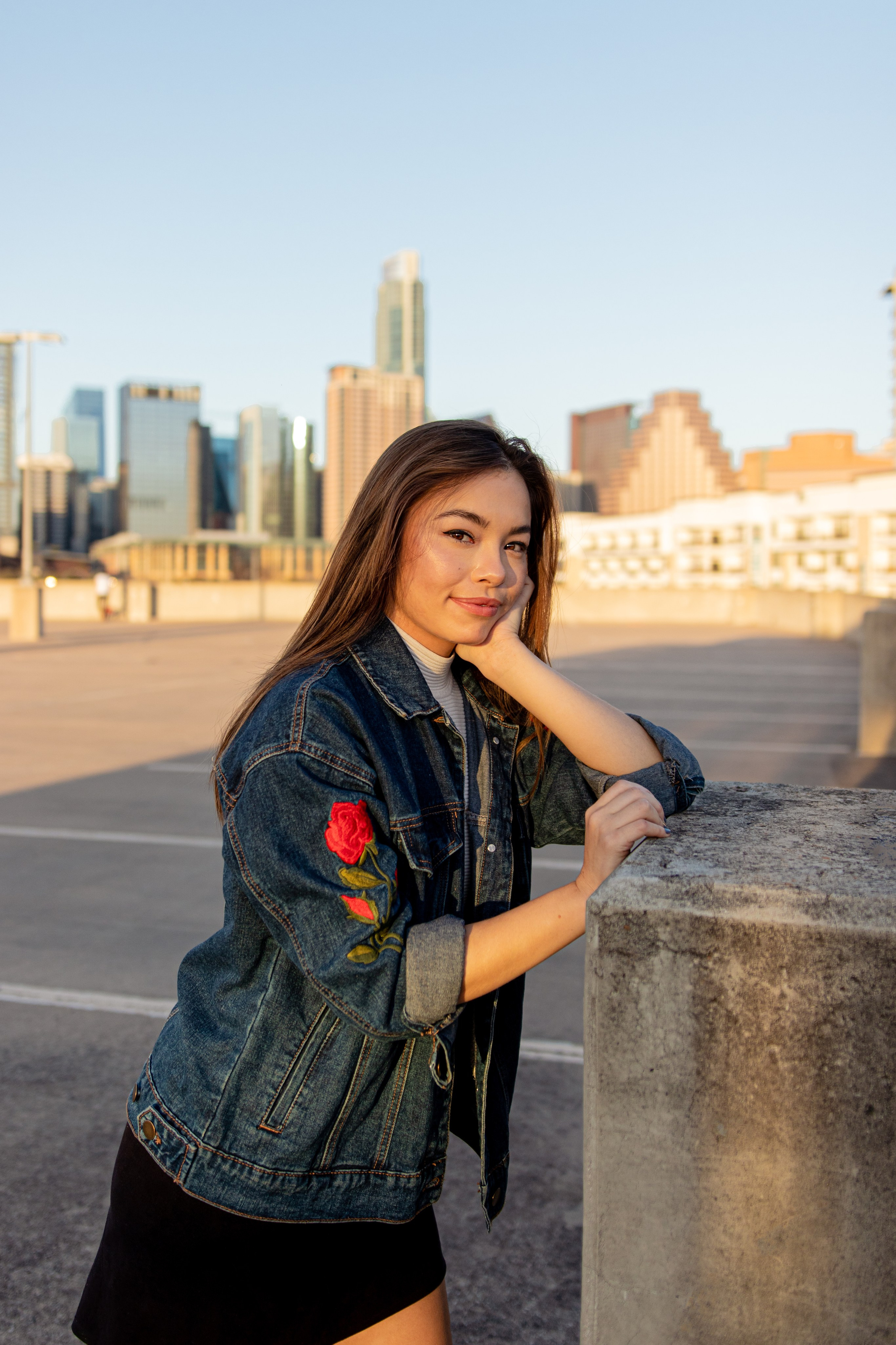 Anna’s photoshoot on a rooftop in downtown Austin