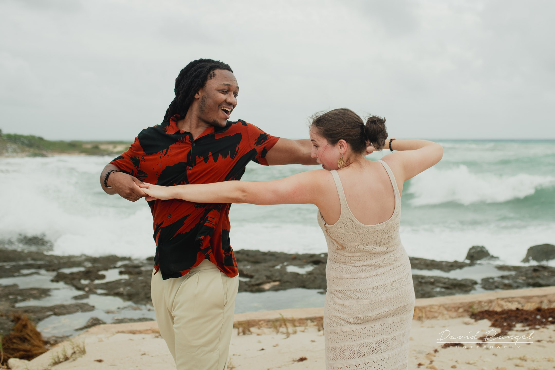 Eriah and Megan engagement session at the Hotel Conrad Tulum. Destination wedding photographer based in Cancun and Riviera Maya with service worldwide