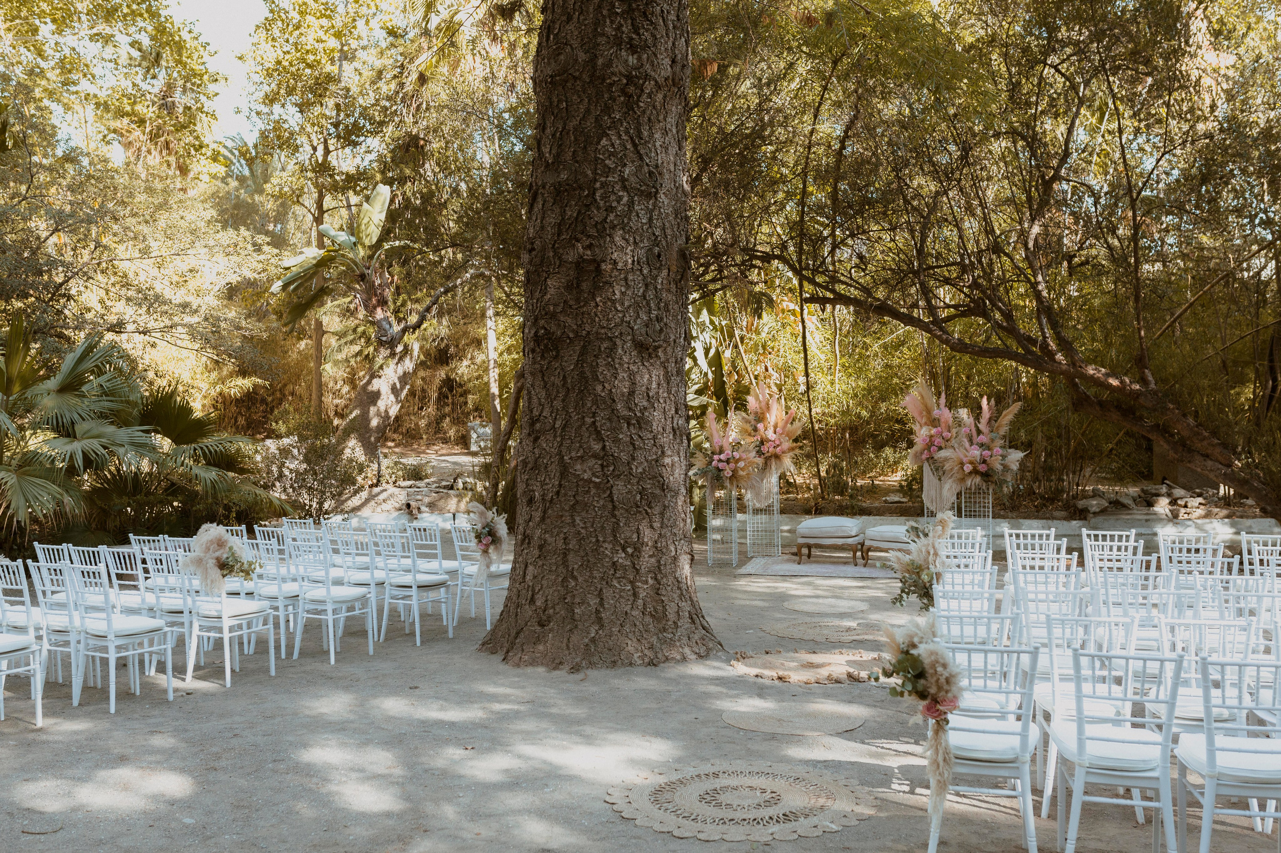 Wedding ceremony chairs in the garden